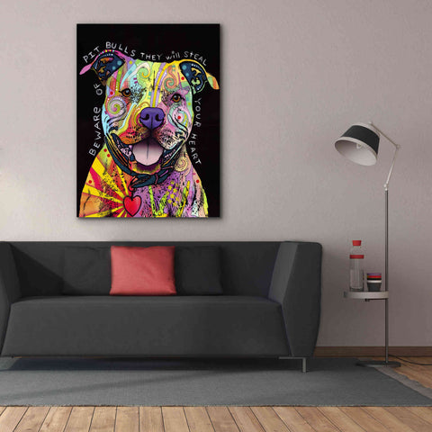 Image of 'Beware Of Pit Bulls' by Dean Russo, Giclee Canvas Wall Art,40x54