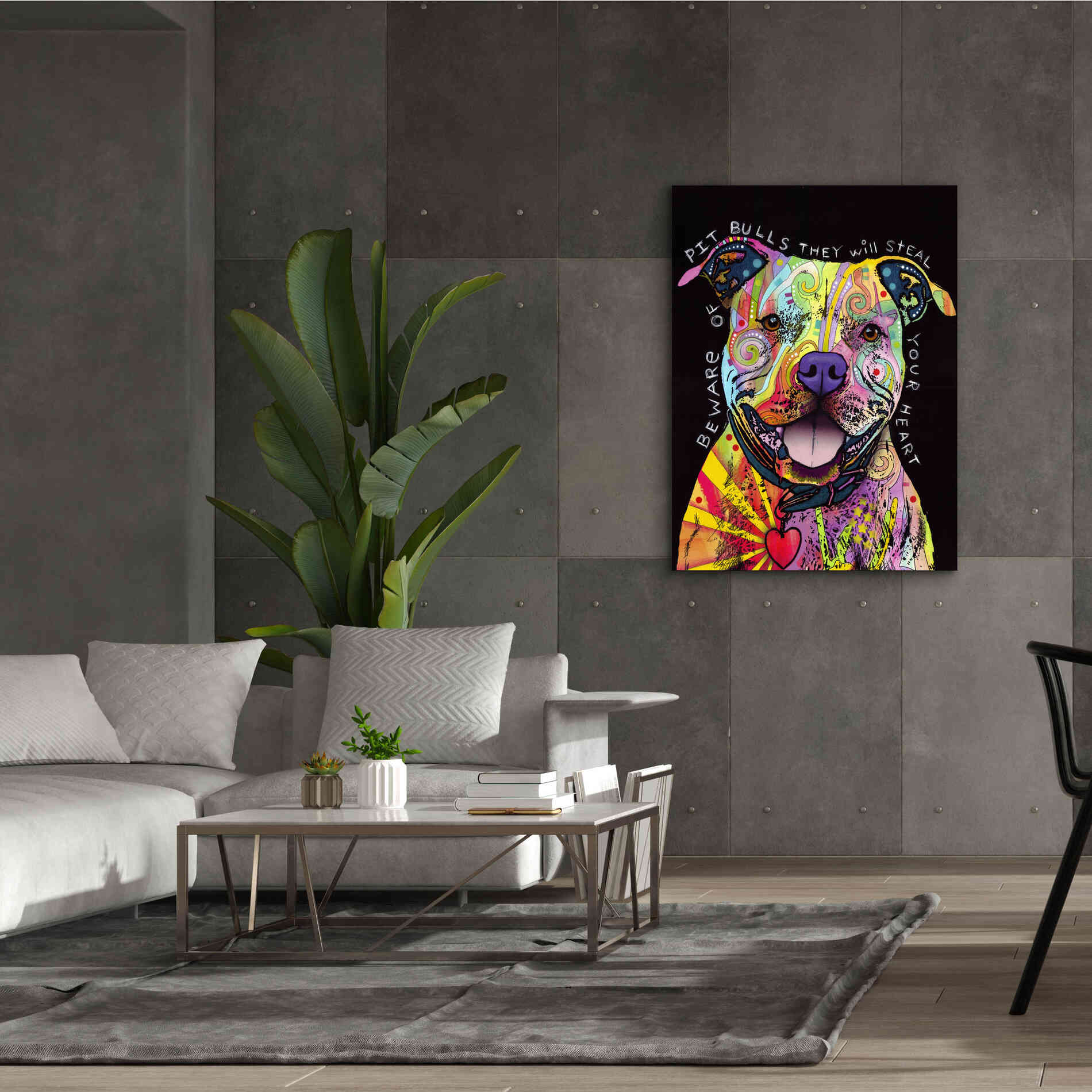 'Beware Of Pit Bulls' by Dean Russo, Giclee Canvas Wall Art,40x54