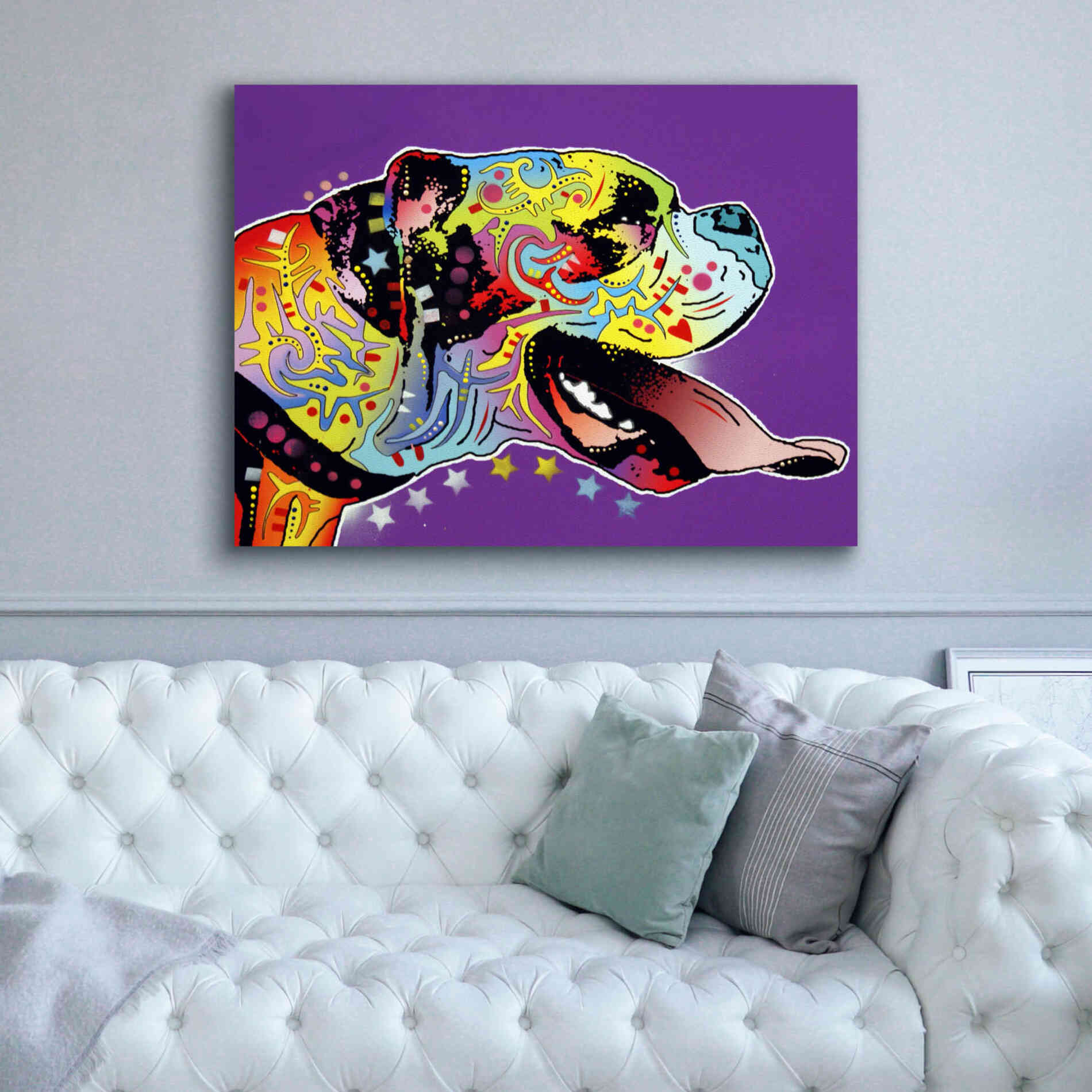 'Happy Boxer' by Dean Russo, Giclee Canvas Wall Art,54x40