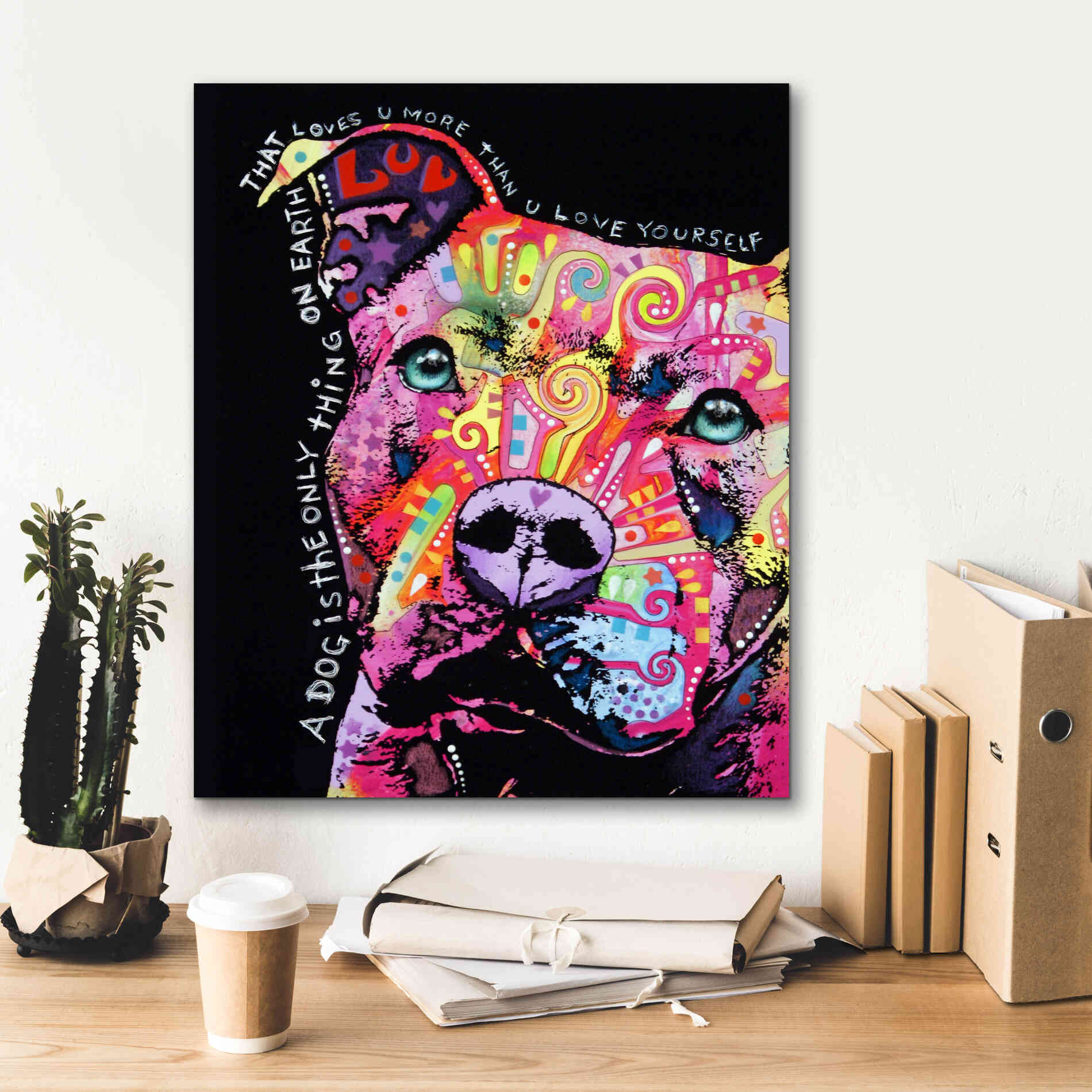 'Thoughtful Pit Bull' by Dean Russo, Giclee Canvas Wall Art,20x24