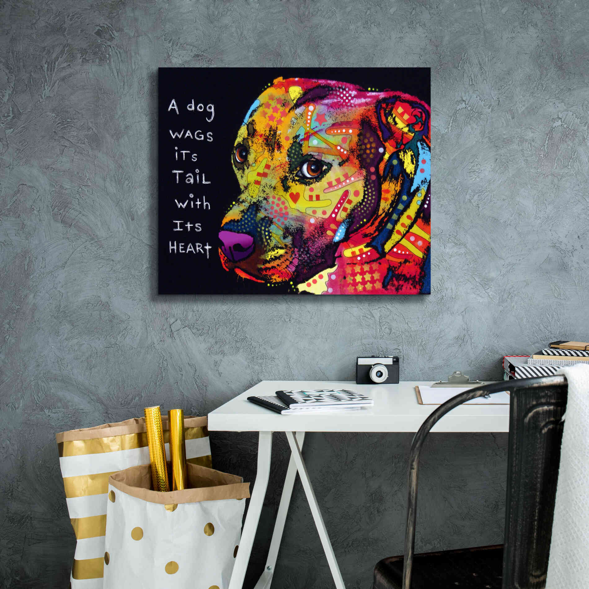 'Gratitude Pitbull' by Dean Russo, Giclee Canvas Wall Art,24x20