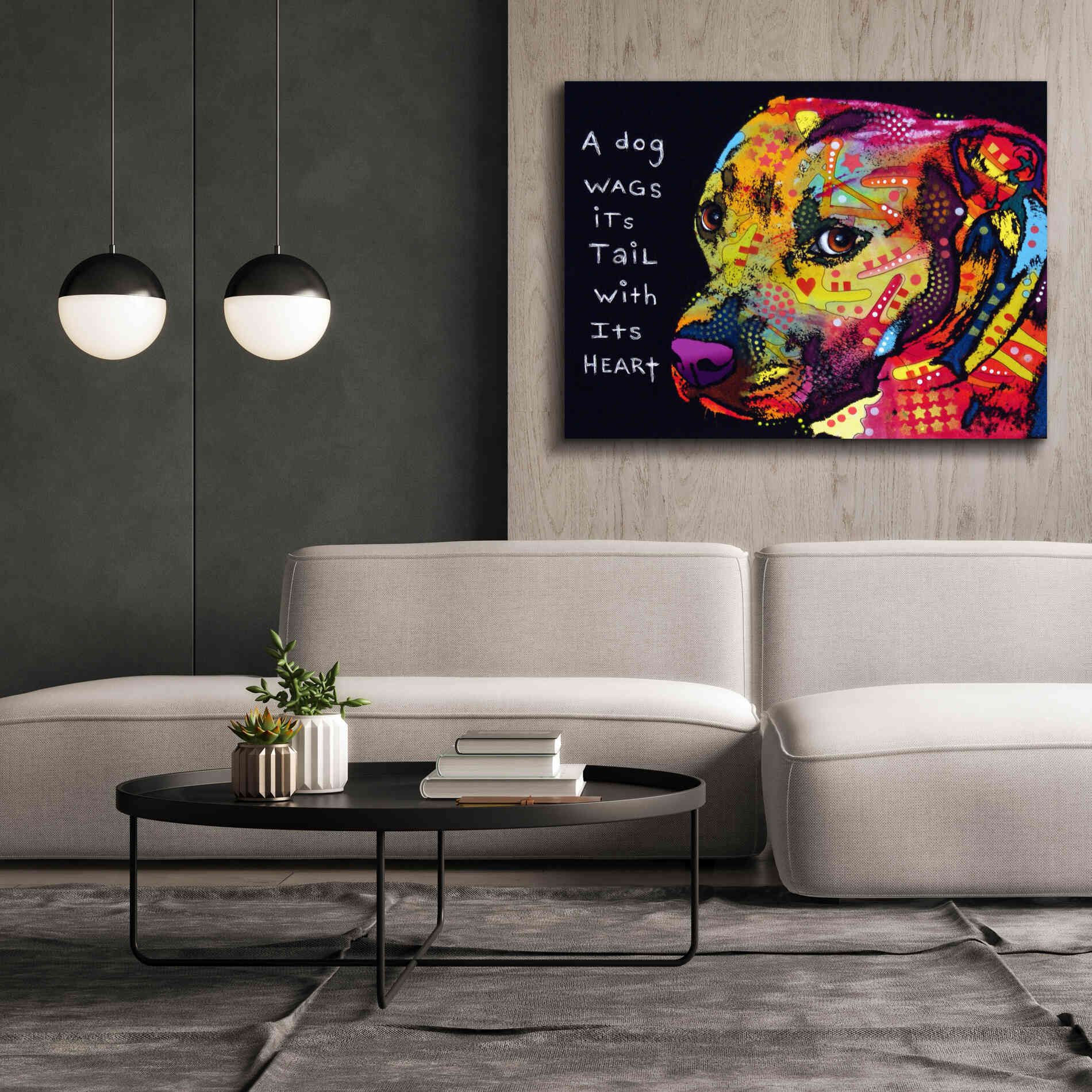 'Gratitude Pitbull' by Dean Russo, Giclee Canvas Wall Art,54x40