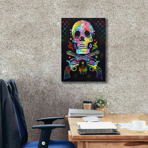 Image of 'Skull & Guns' by Dean Russo, Giclee Canvas Wall Art,18x26