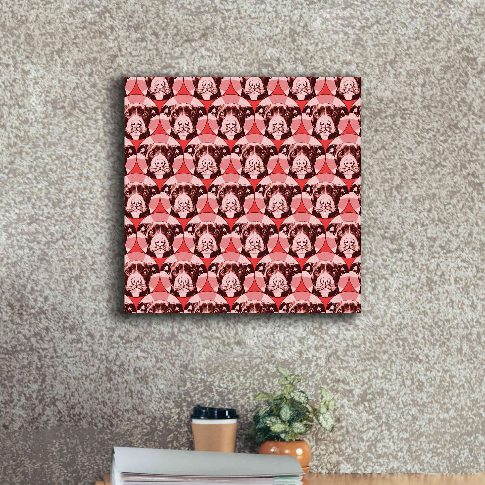 'Love A Bull Pattern 1' by Dean Russo, Giclee Canvas Wall Art,18x18