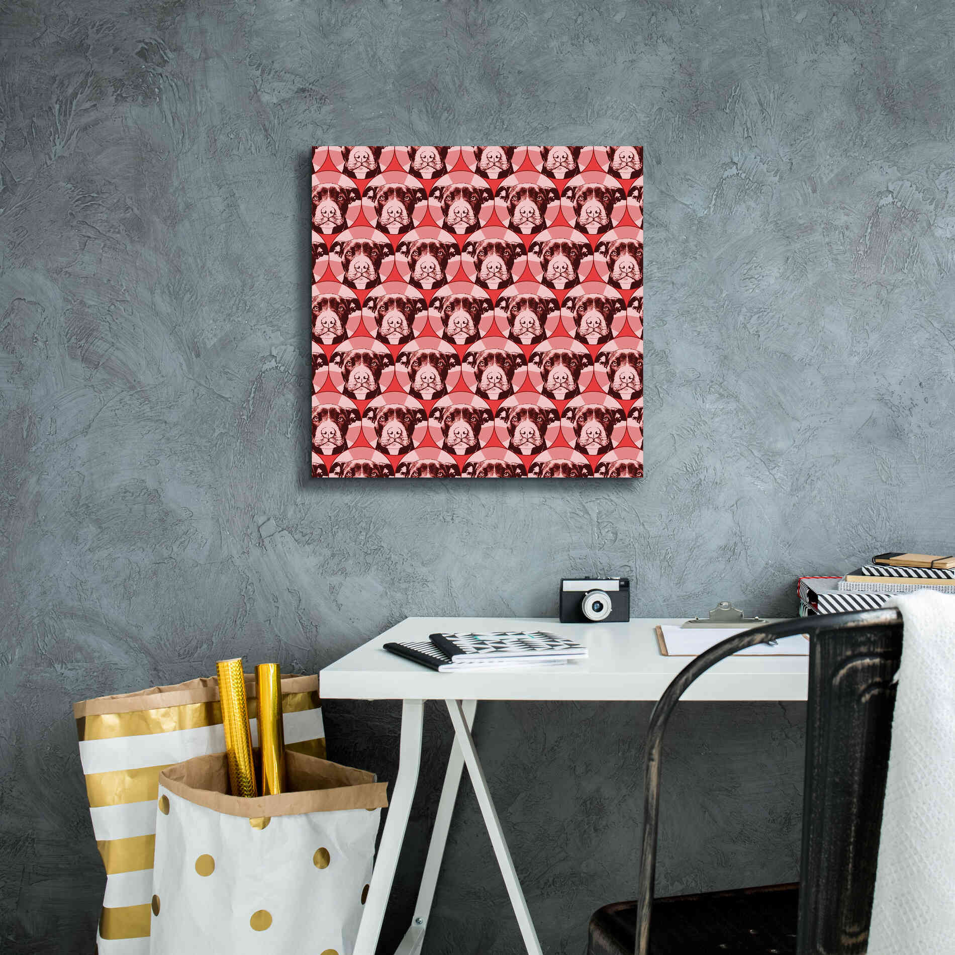 'Love A Bull Pattern 1' by Dean Russo, Giclee Canvas Wall Art,18x18