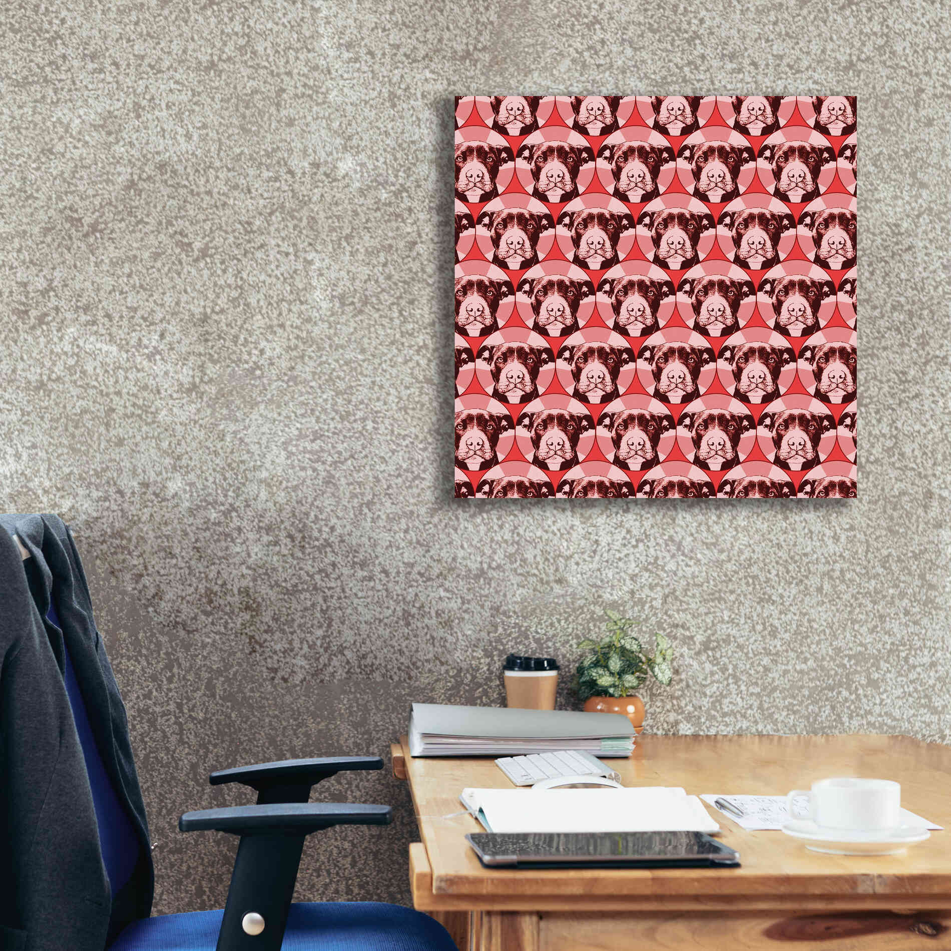 'Love A Bull Pattern 1' by Dean Russo, Giclee Canvas Wall Art,26x26