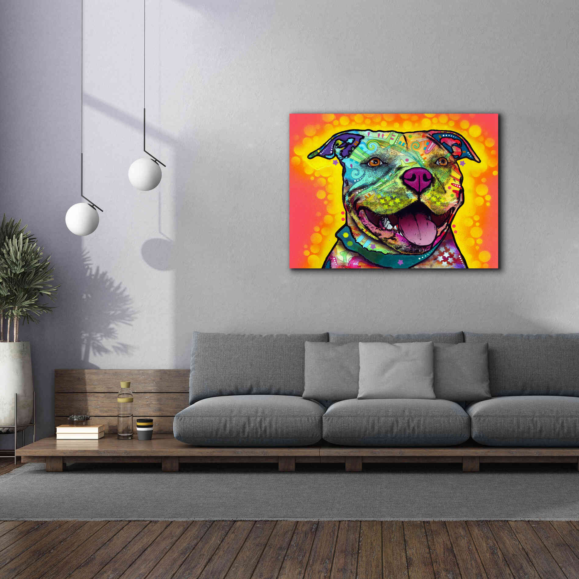 'Dewey Pit Bull' by Dean Russo, Giclee Canvas Wall Art,54x40