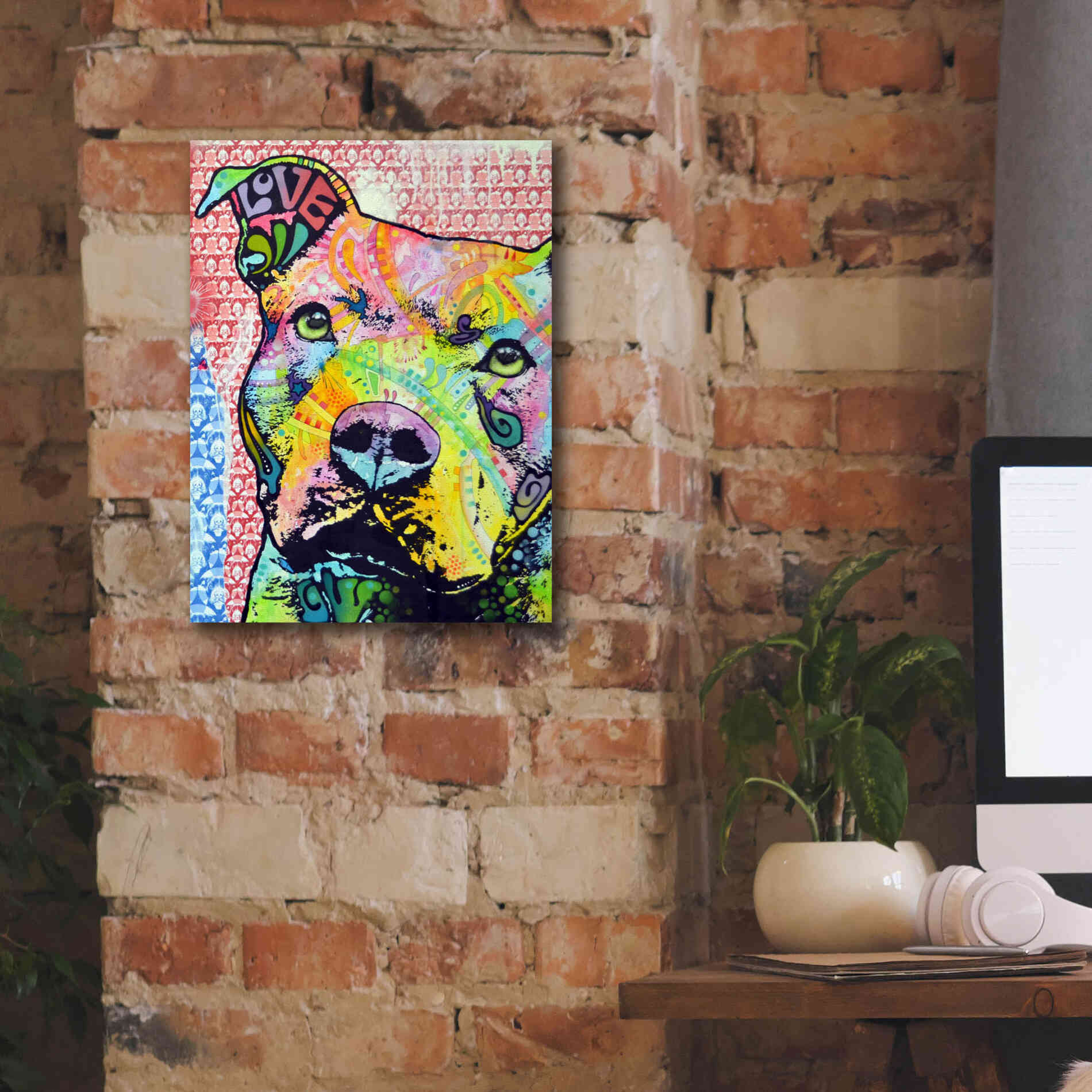 'Thoughtful Pit Bull This Years Love 2013 Part 1' by Dean Russo, Giclee Canvas Wall Art,12x16