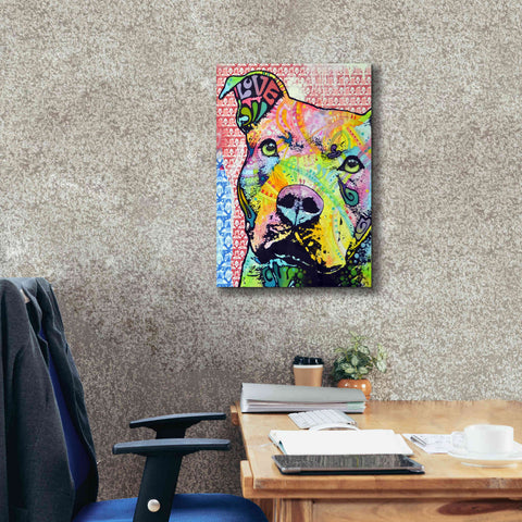 Image of 'Thoughtful Pit Bull This Years Love 2013 Part 1' by Dean Russo, Giclee Canvas Wall Art,18x26