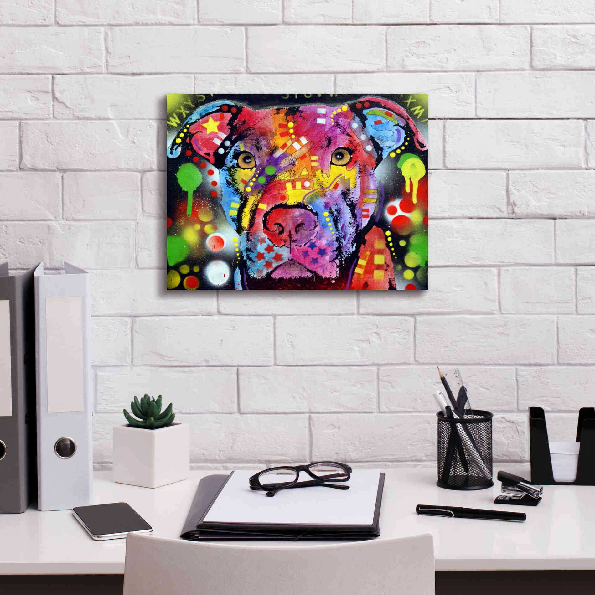 'The Brooklyn Pit Bull' by Dean Russo, Giclee Canvas Wall Art,16x12