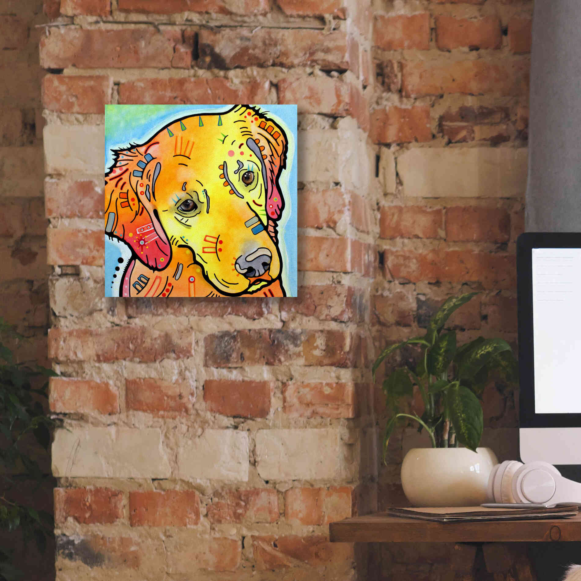 'The Golden(Ish) Retriever' by Dean Russo, Giclee Canvas Wall Art,12x12