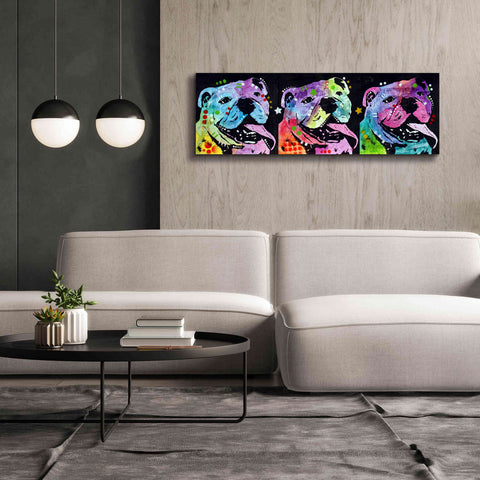 Image of '3 Bulldogs' by Dean Russo, Giclee Canvas Wall Art,60x20