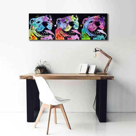 Image of '3 Bulldogs' by Dean Russo, Giclee Canvas Wall Art,60x20