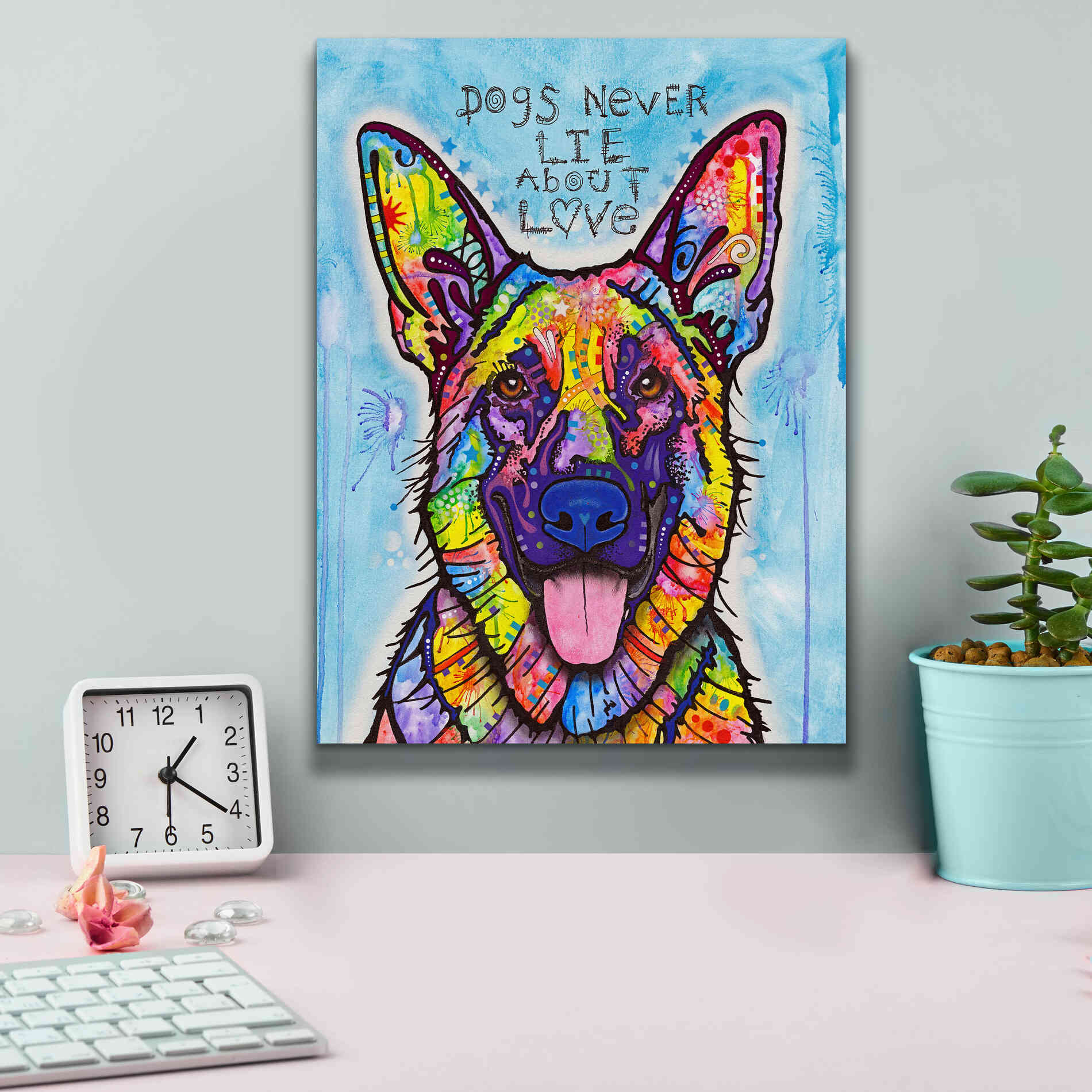 'Dogs Never Lie' by Dean Russo, Giclee Canvas Wall Art,12x16