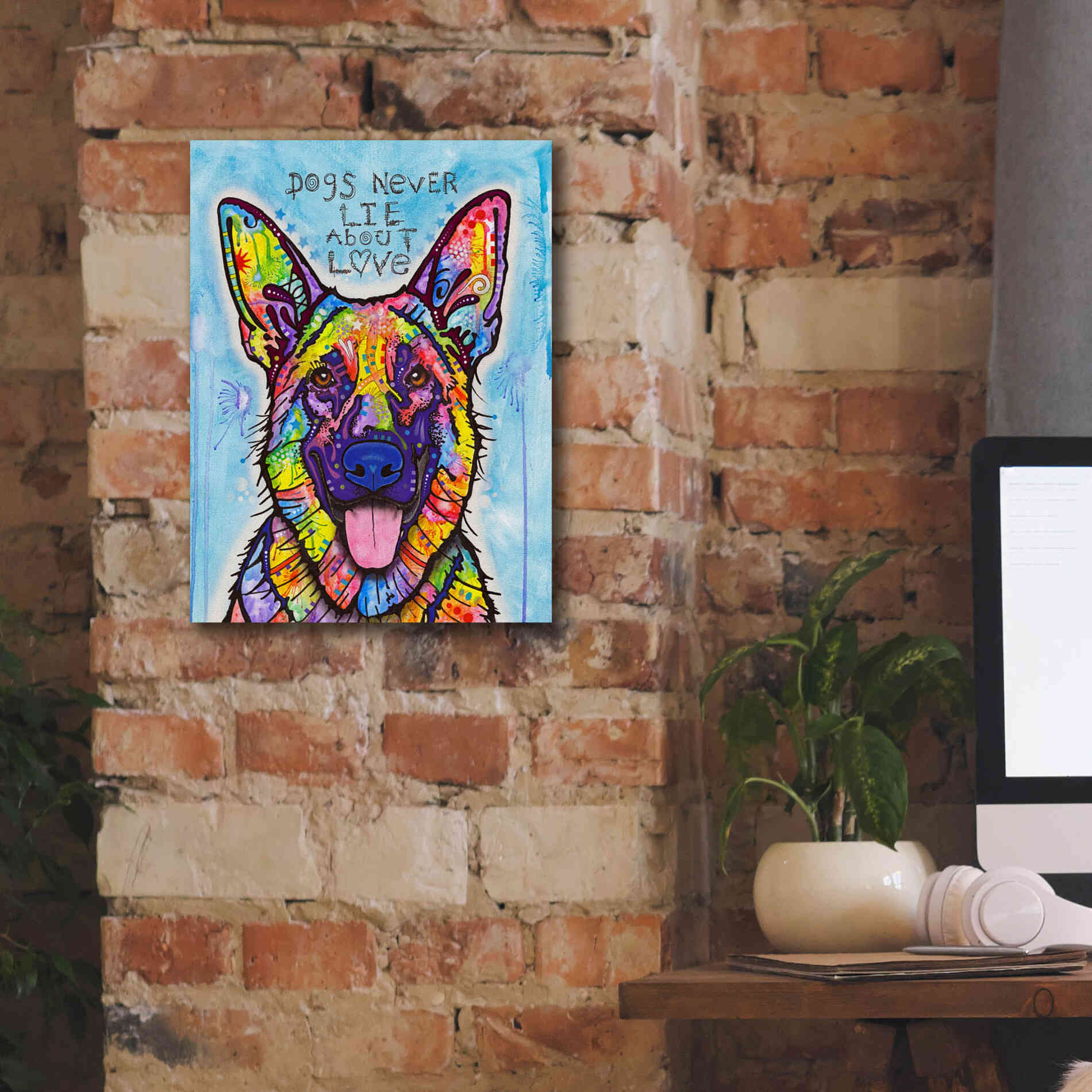 'Dogs Never Lie' by Dean Russo, Giclee Canvas Wall Art,12x16