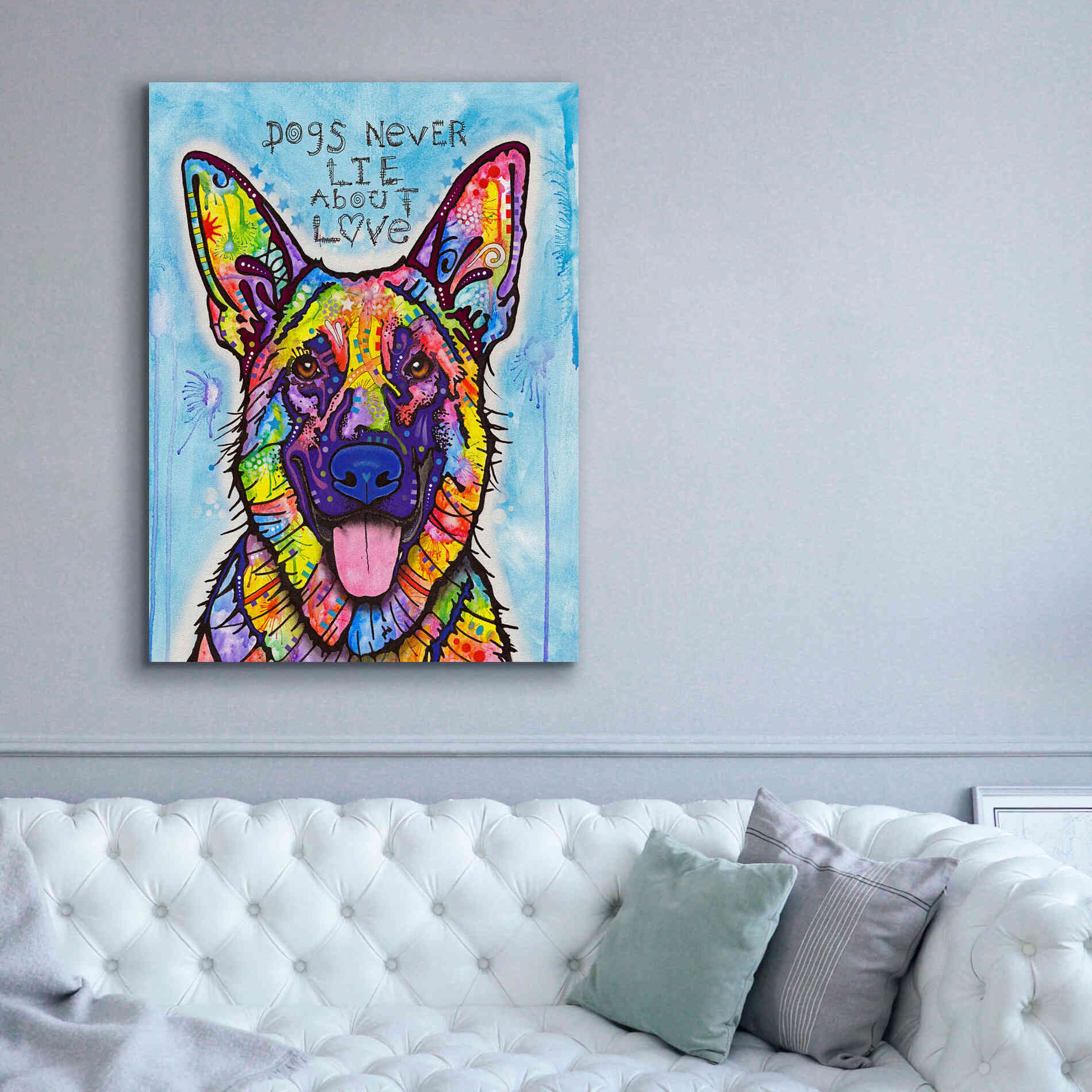 'Dogs Never Lie' by Dean Russo, Giclee Canvas Wall Art,40x54