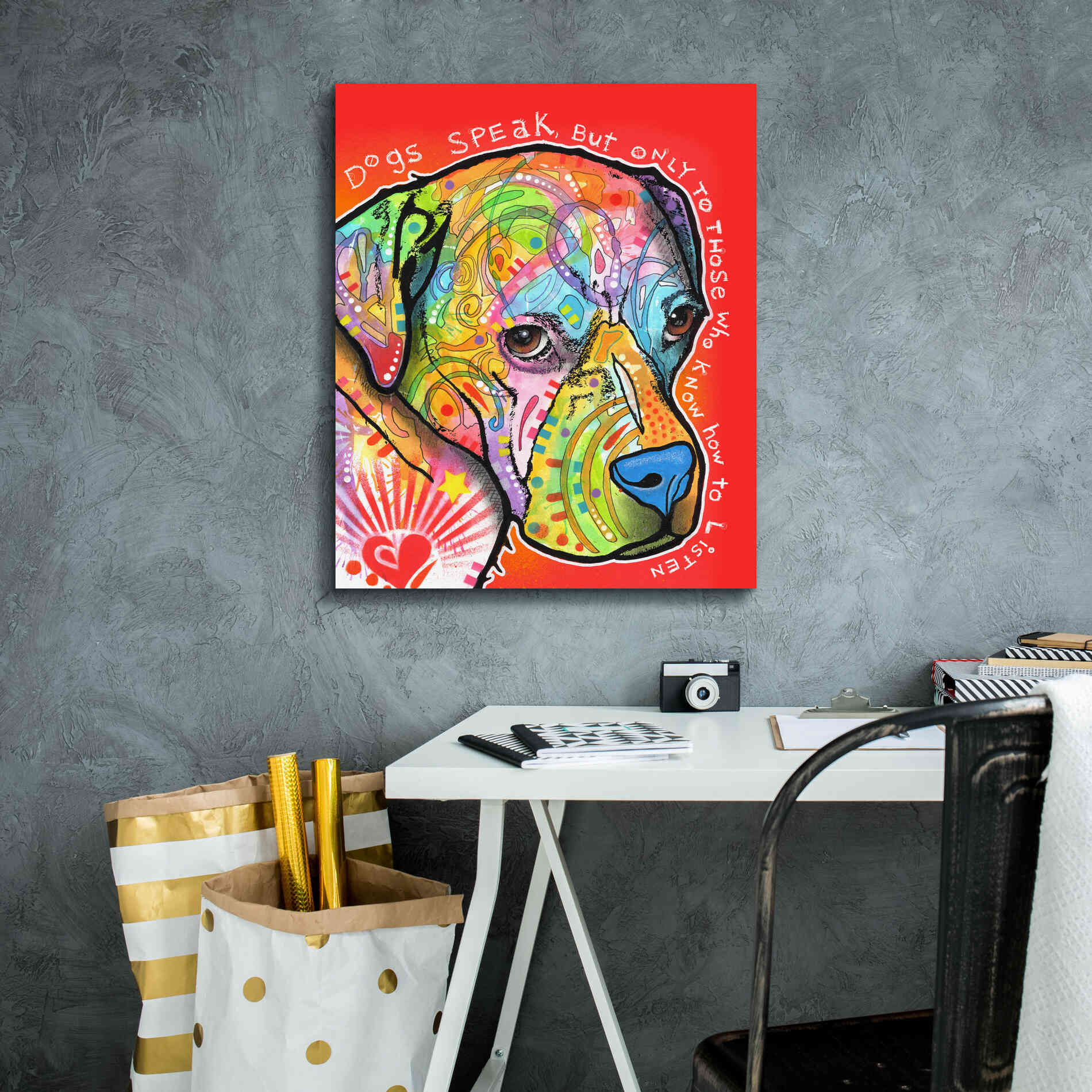 'Dogs Speak' by Dean Russo, Giclee Canvas Wall Art,20x24