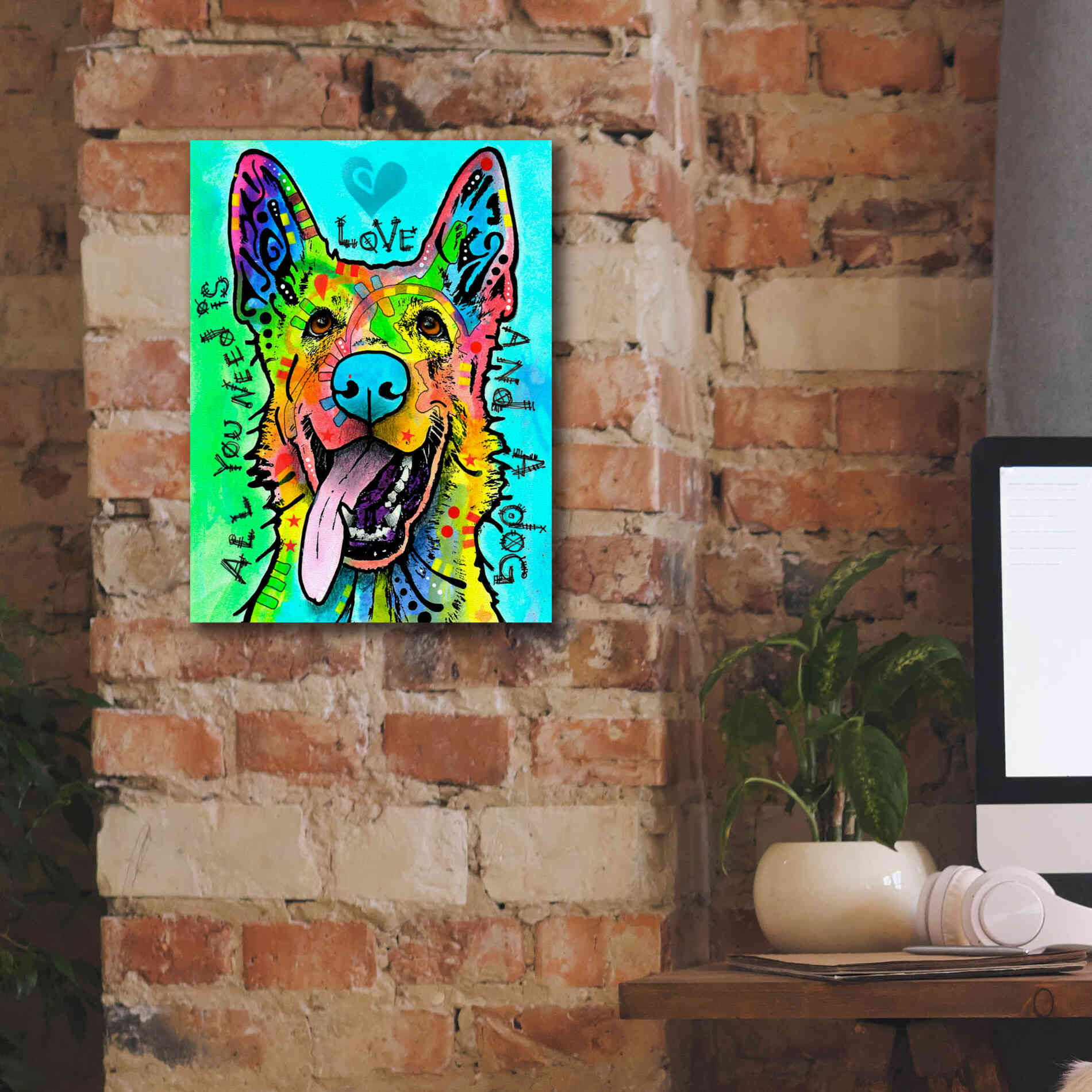 'Love And A Dog' by Dean Russo, Giclee Canvas Wall Art,12x16