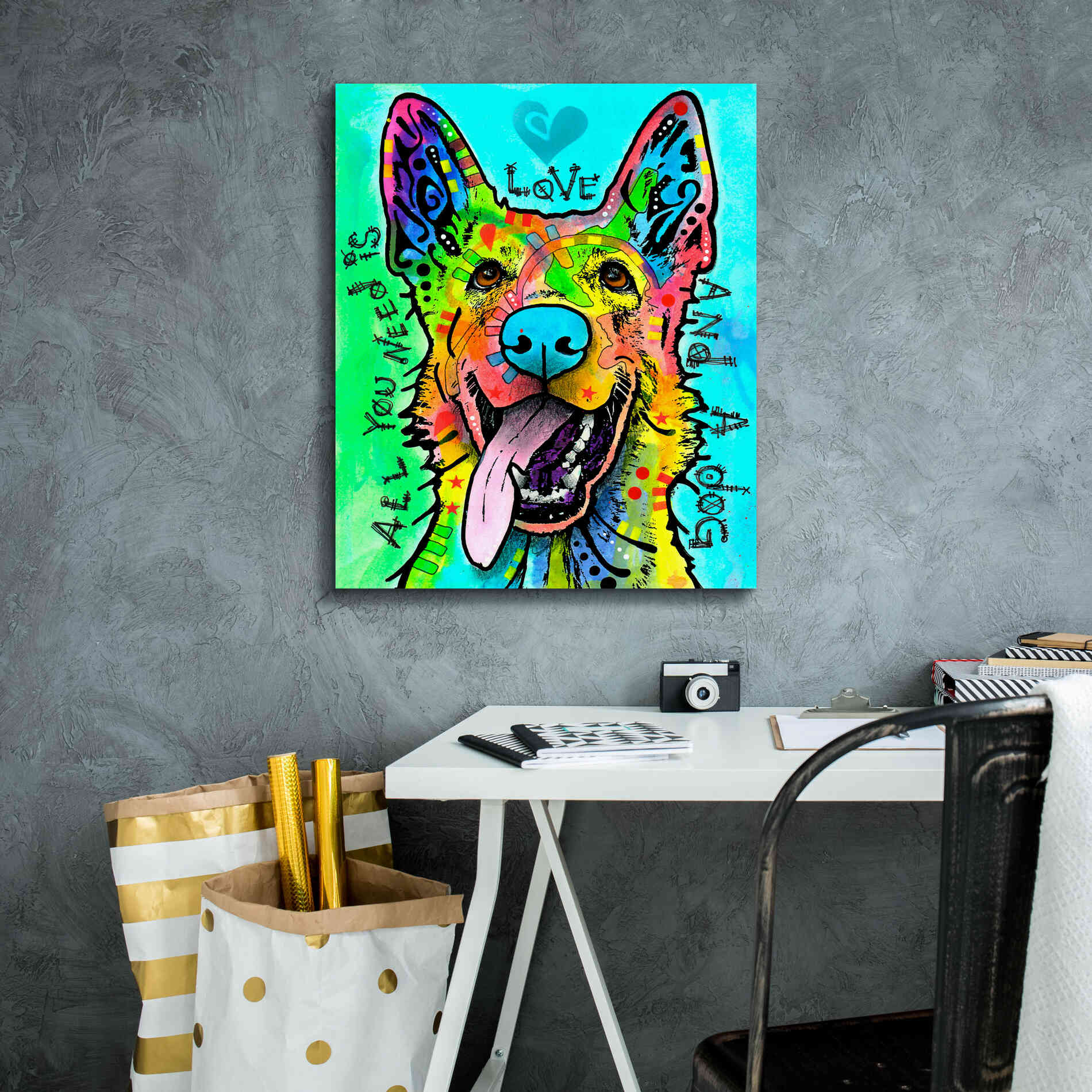 'Love And A Dog' by Dean Russo, Giclee Canvas Wall Art,20x24