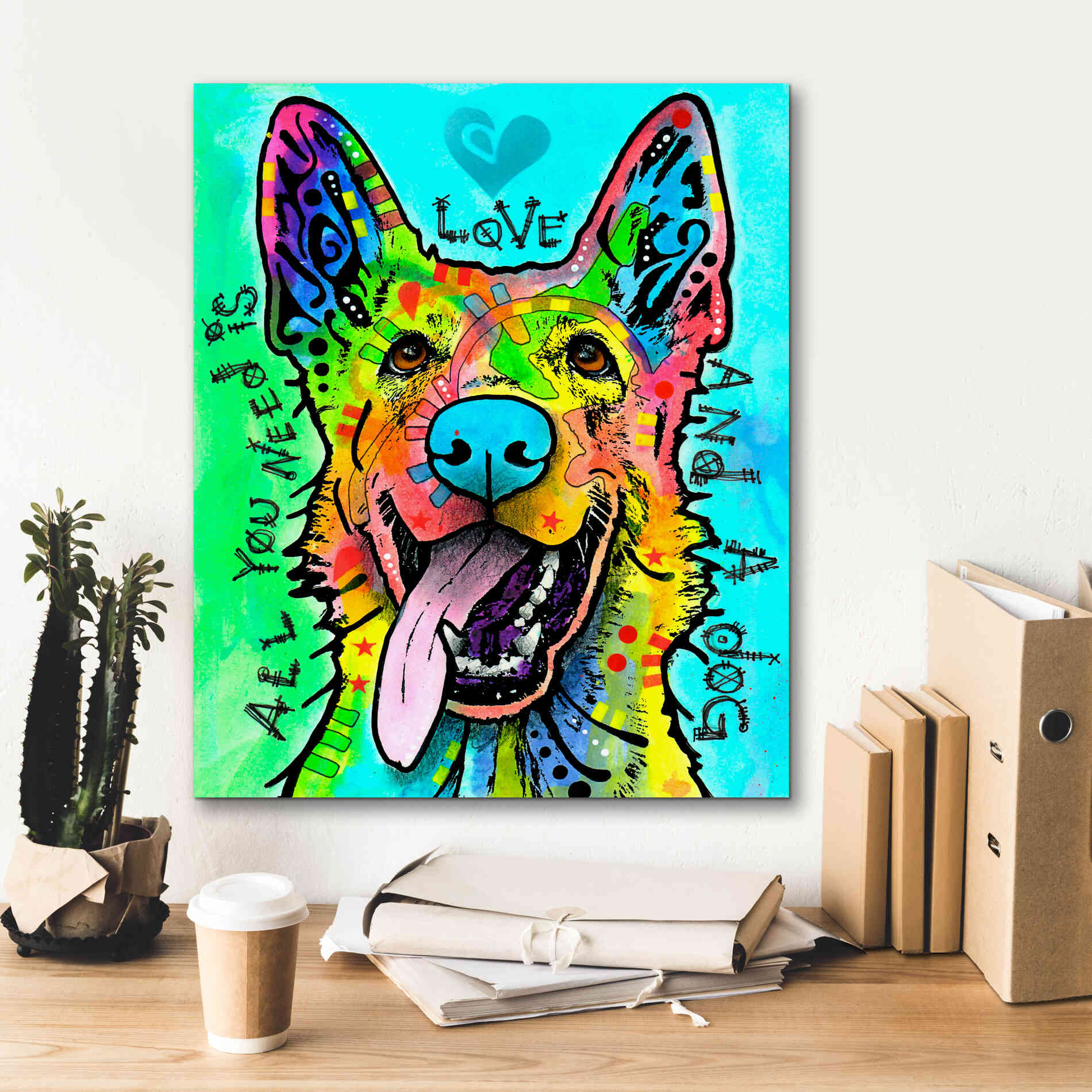 'Love And A Dog' by Dean Russo, Giclee Canvas Wall Art,20x24