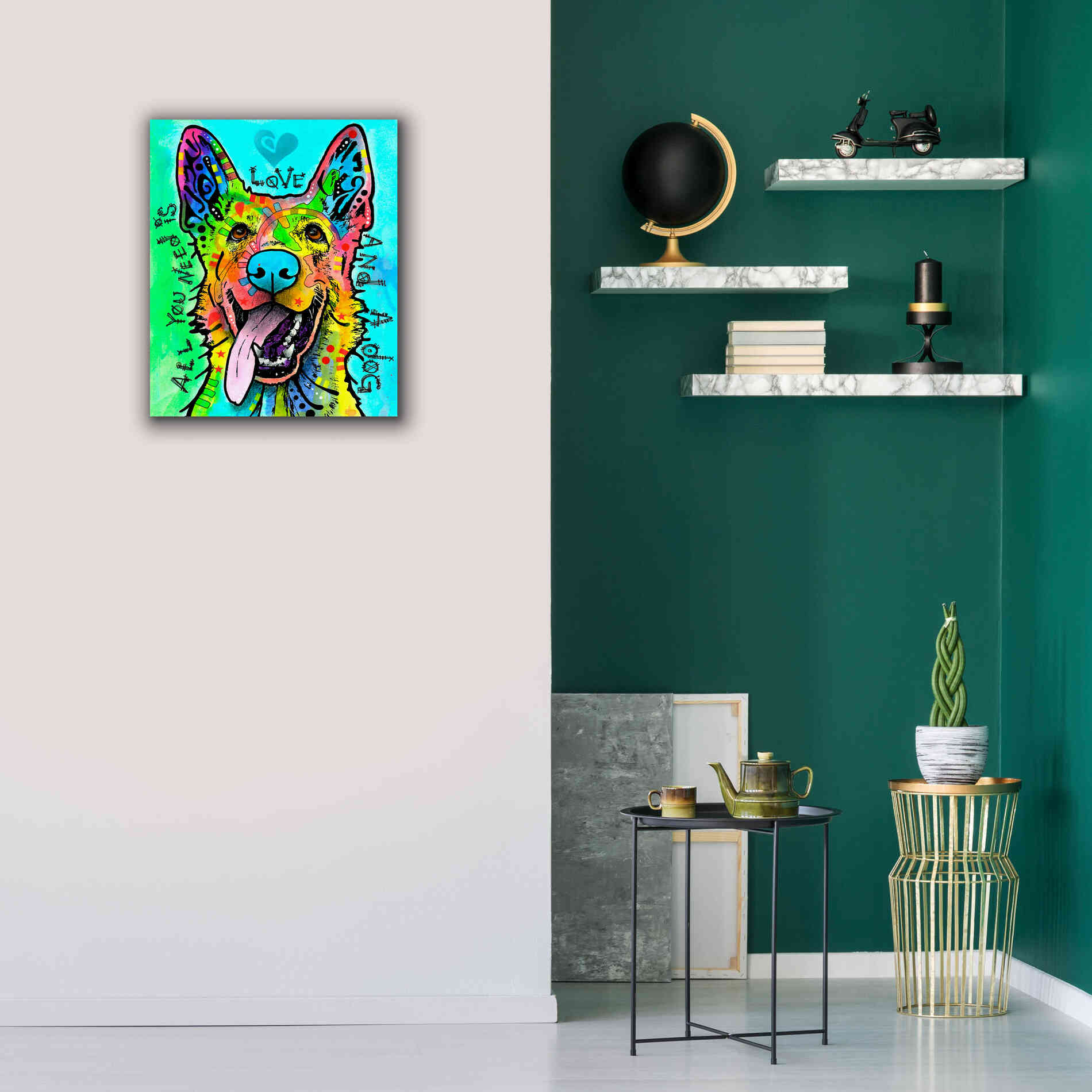 'Love And A Dog' by Dean Russo, Giclee Canvas Wall Art,20x24
