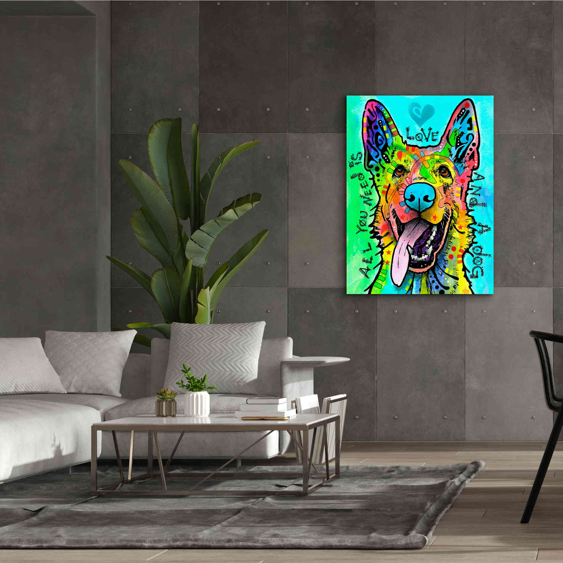 'Love And A Dog' by Dean Russo, Giclee Canvas Wall Art,40x54