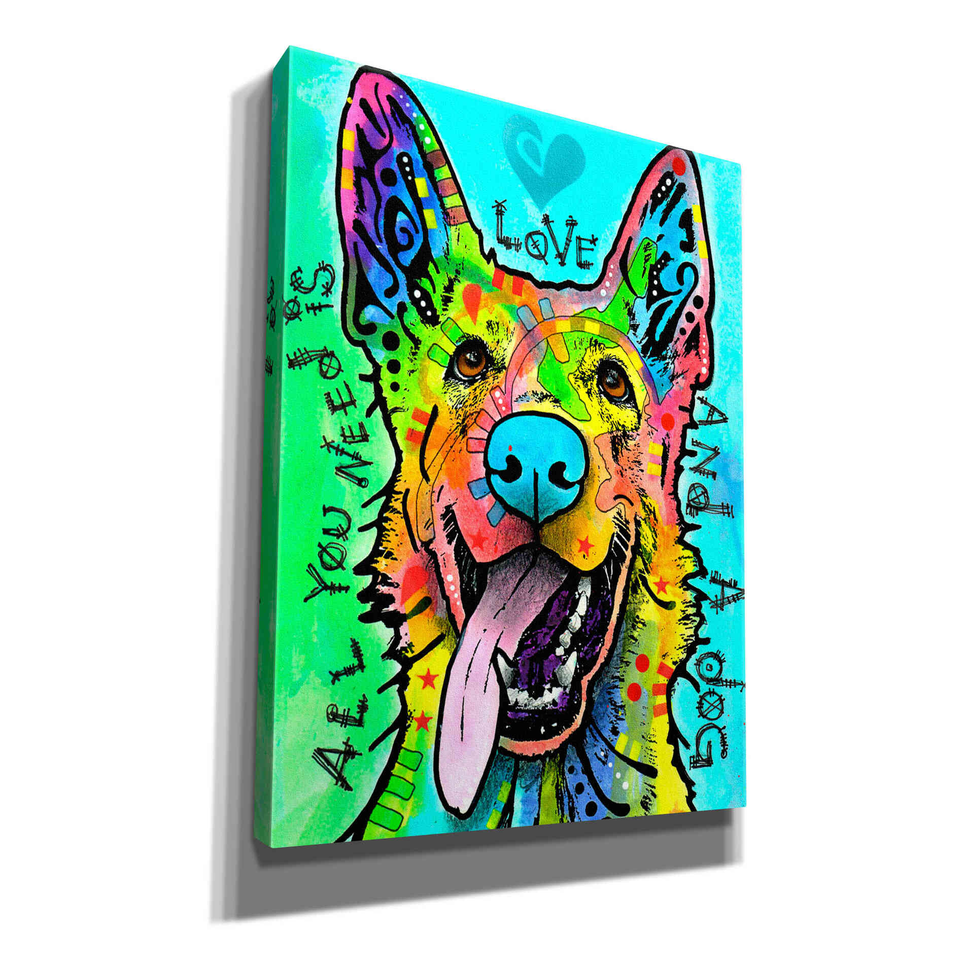 'Love And A Dog' by Dean Russo, Giclee Canvas Wall Art