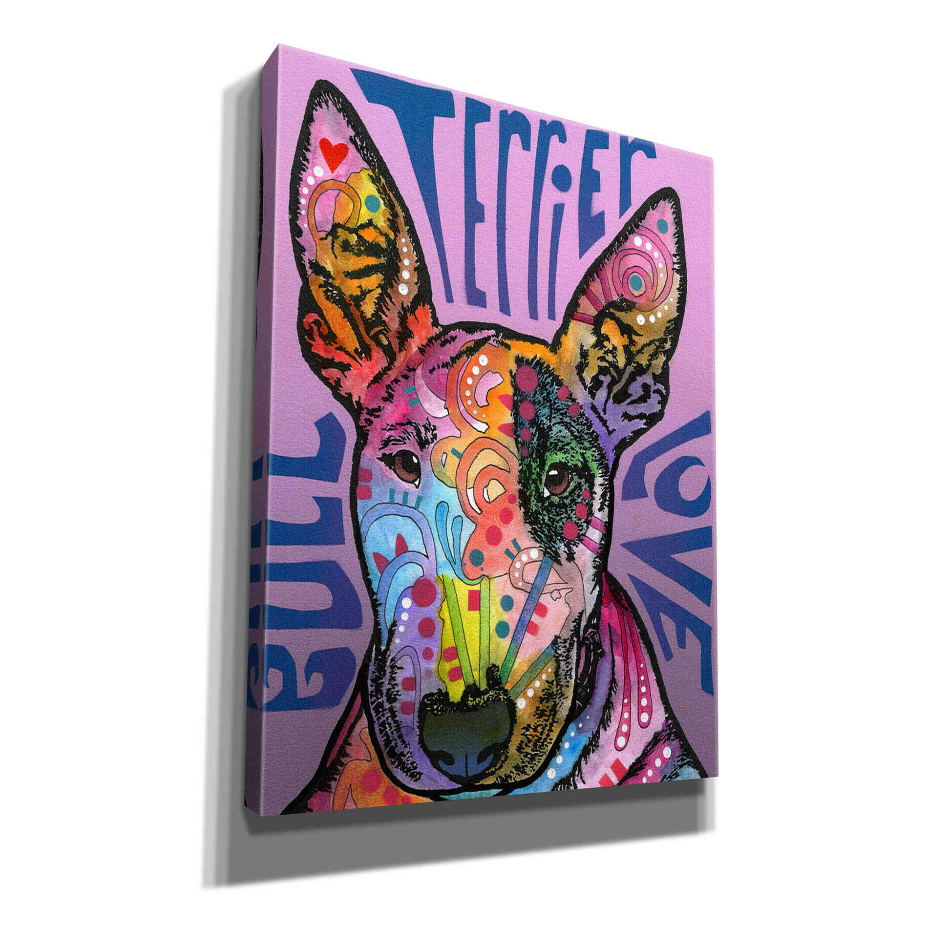 'Bull Terrier Luv' by Dean Russo, Giclee Canvas Wall Art