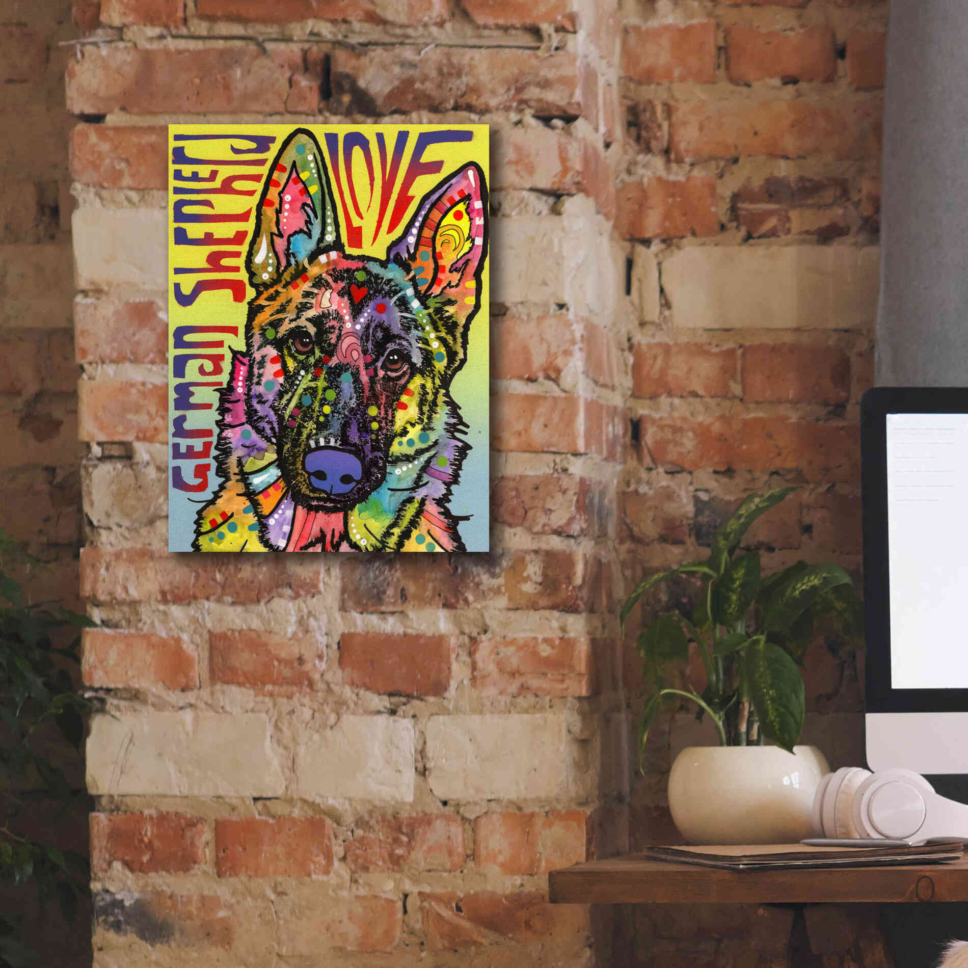 'German Shepherd Luv' by Dean Russo, Giclee Canvas Wall Art,12x16