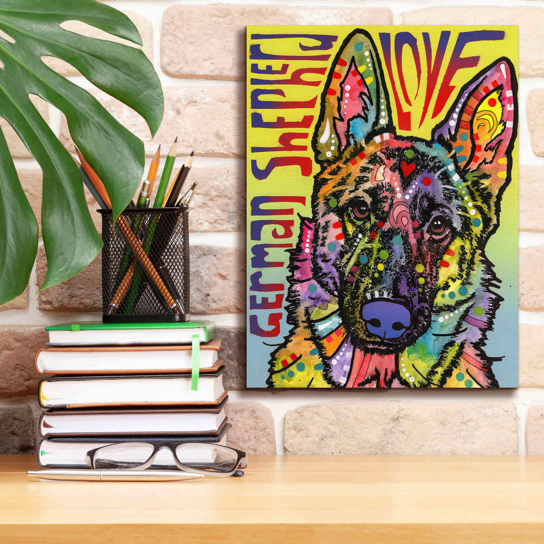 'German Shepherd Luv' by Dean Russo, Giclee Canvas Wall Art,12x16