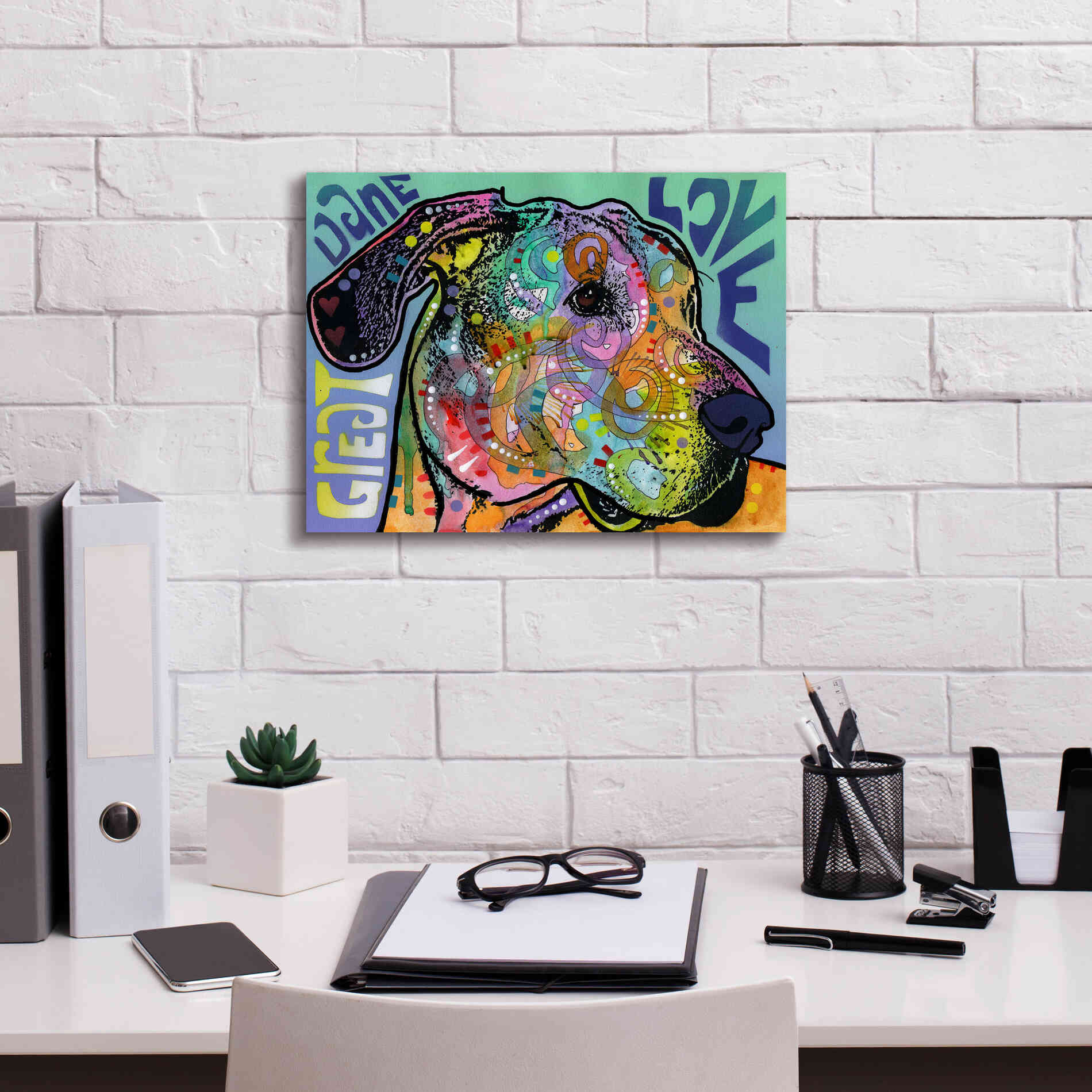 'Great Dane Luv' by Dean Russo, Giclee Canvas Wall Art,16x12