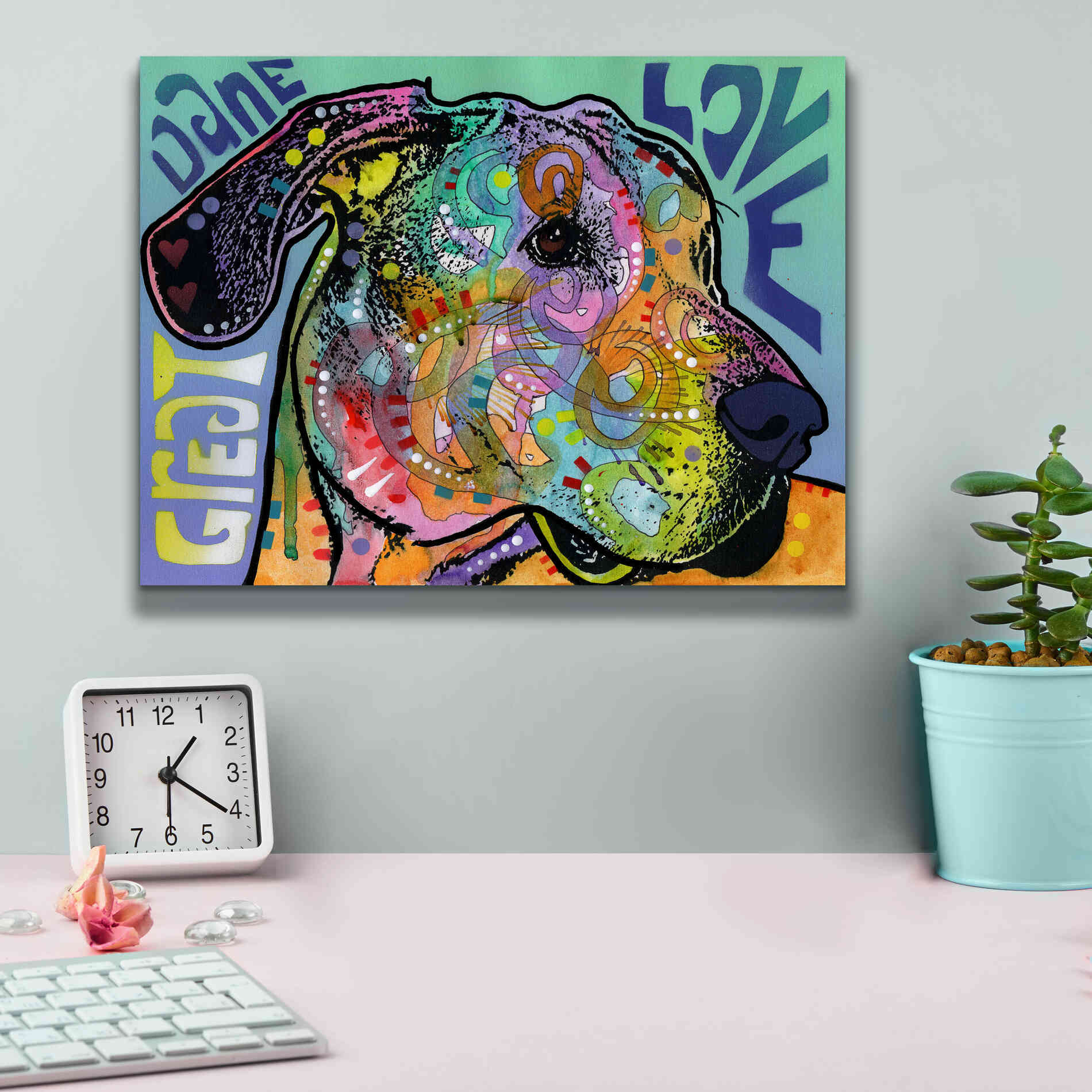 'Great Dane Luv' by Dean Russo, Giclee Canvas Wall Art,16x12