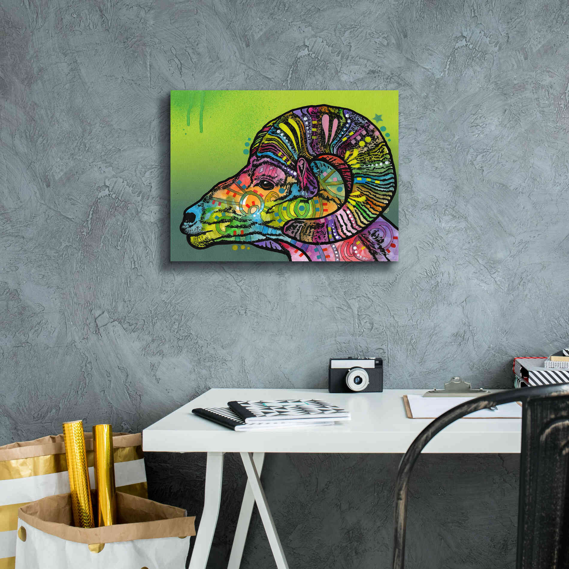 'Ram' by Dean Russo, Giclee Canvas Wall Art,16x12