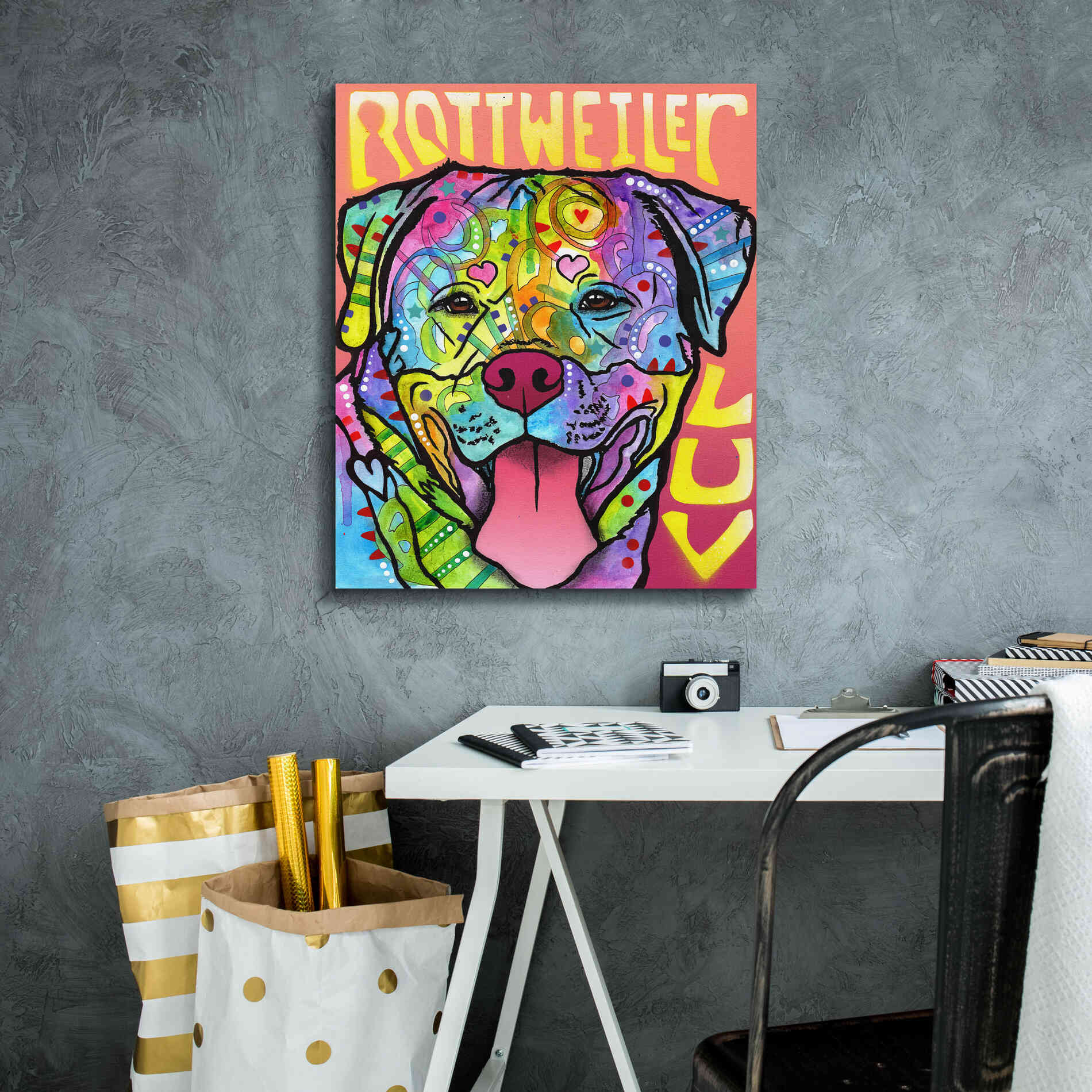 'Rottweiler Luv' by Dean Russo, Giclee Canvas Wall Art,20x24
