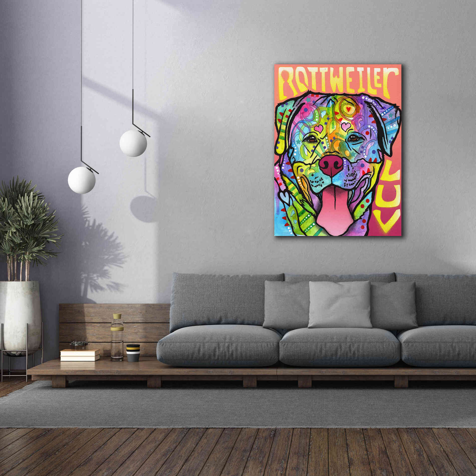 'Rottweiler Luv' by Dean Russo, Giclee Canvas Wall Art,40x54