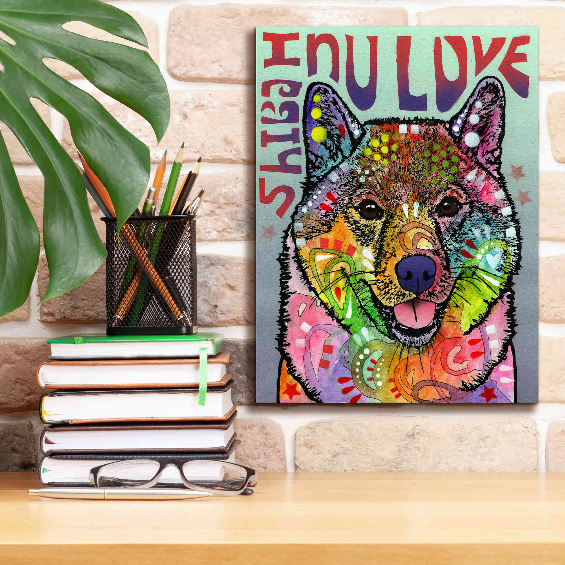 'Shiba Inu Luv' by Dean Russo, Giclee Canvas Wall Art,12x16