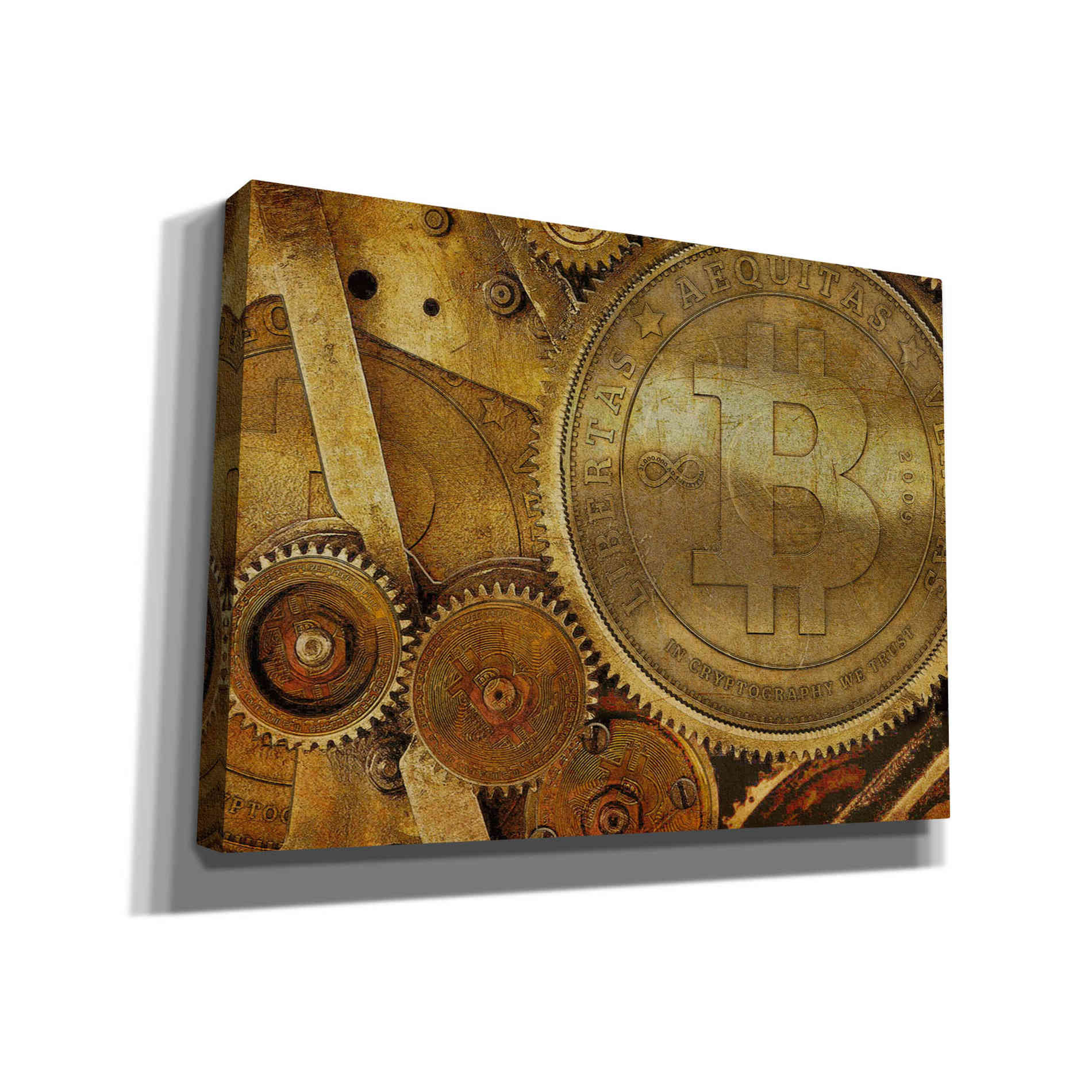'Grunge Bitcoin One' by Steve Hunziker, Canvas Wall Art