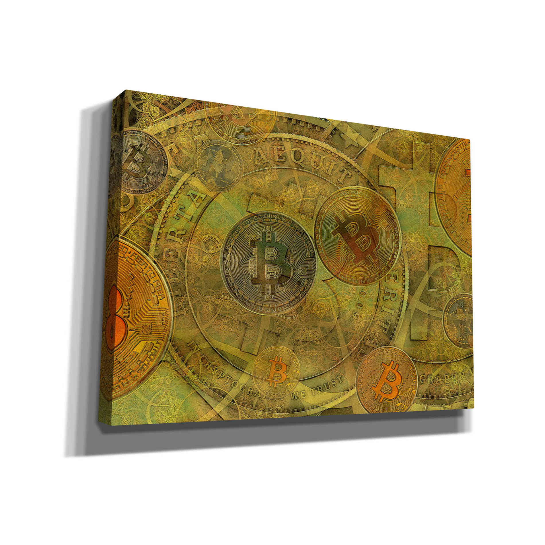 'Grunge Bitcoin Two' by Steve Hunziker, Canvas Wall Art