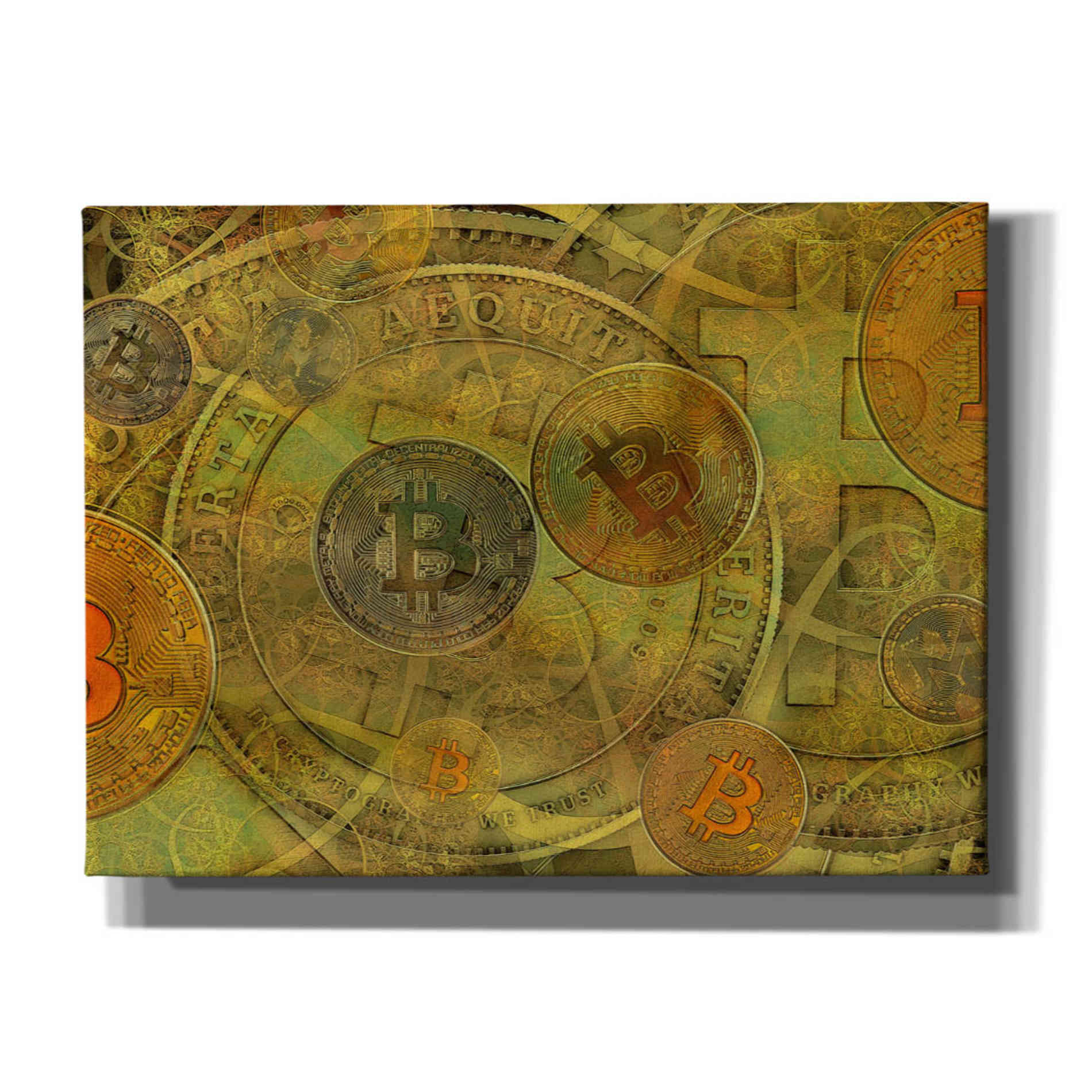 'Grunge Bitcoin Two' by Steve Hunziker, Canvas Wall Art