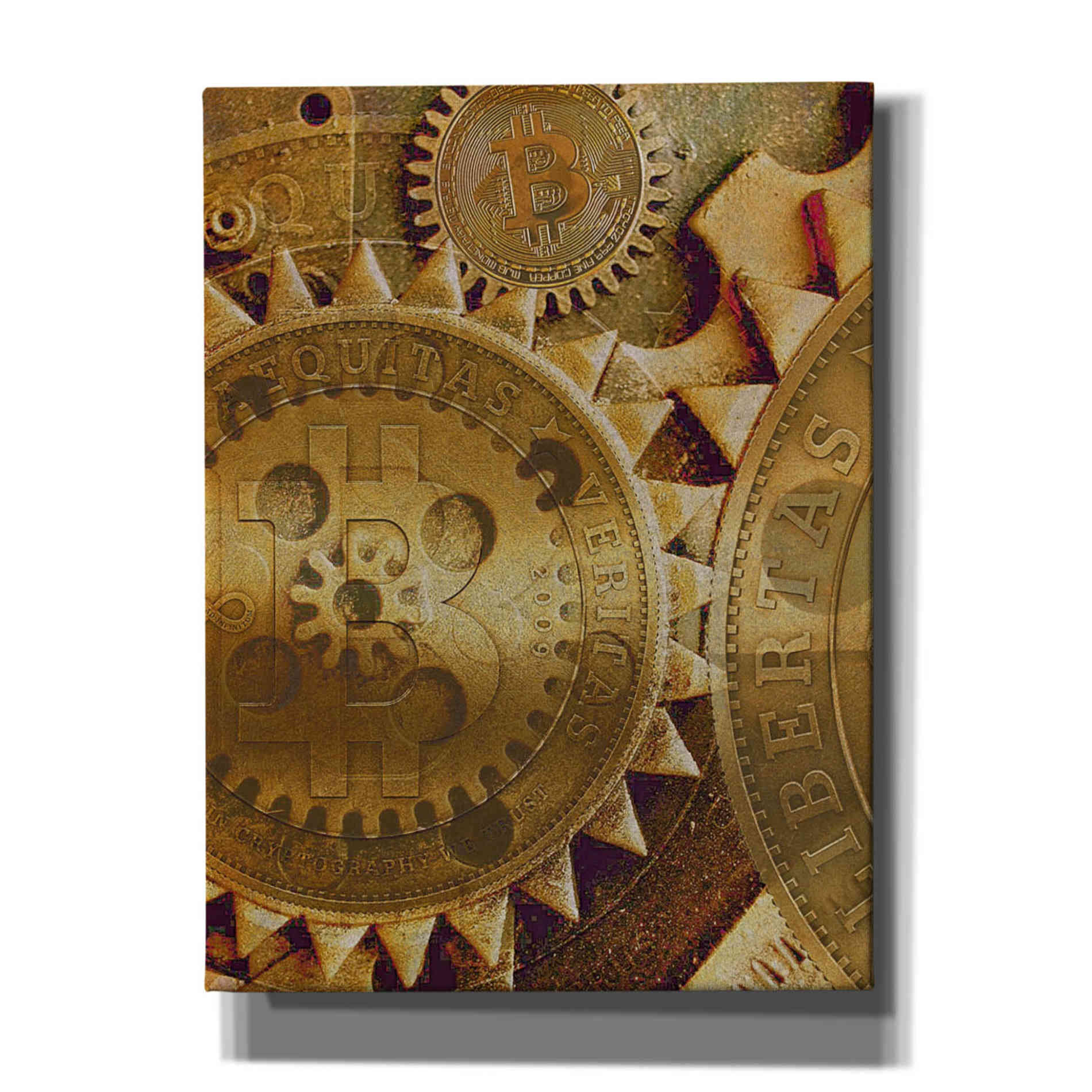 'Grunge Bitcoin Five' by Steve Hunziker, Canvas Wall Art