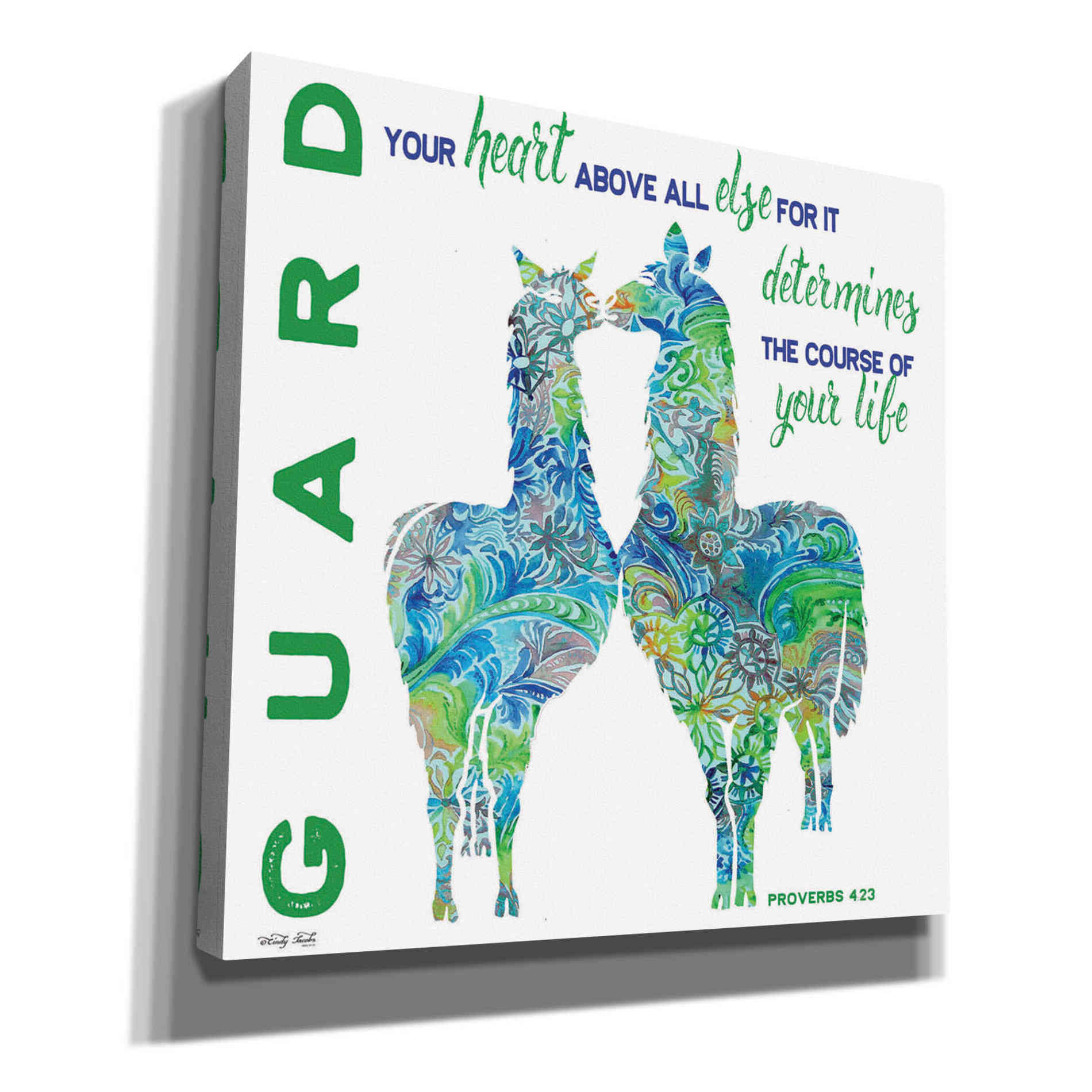 'Guard Your Heart Llamas' by Cindy Jacobs, Canvas Wall Art