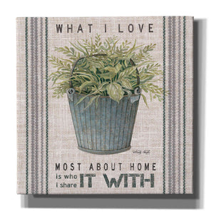 'Galvanized Bucket What I Love' by Cindy Jacobs, Canvas Wall Art