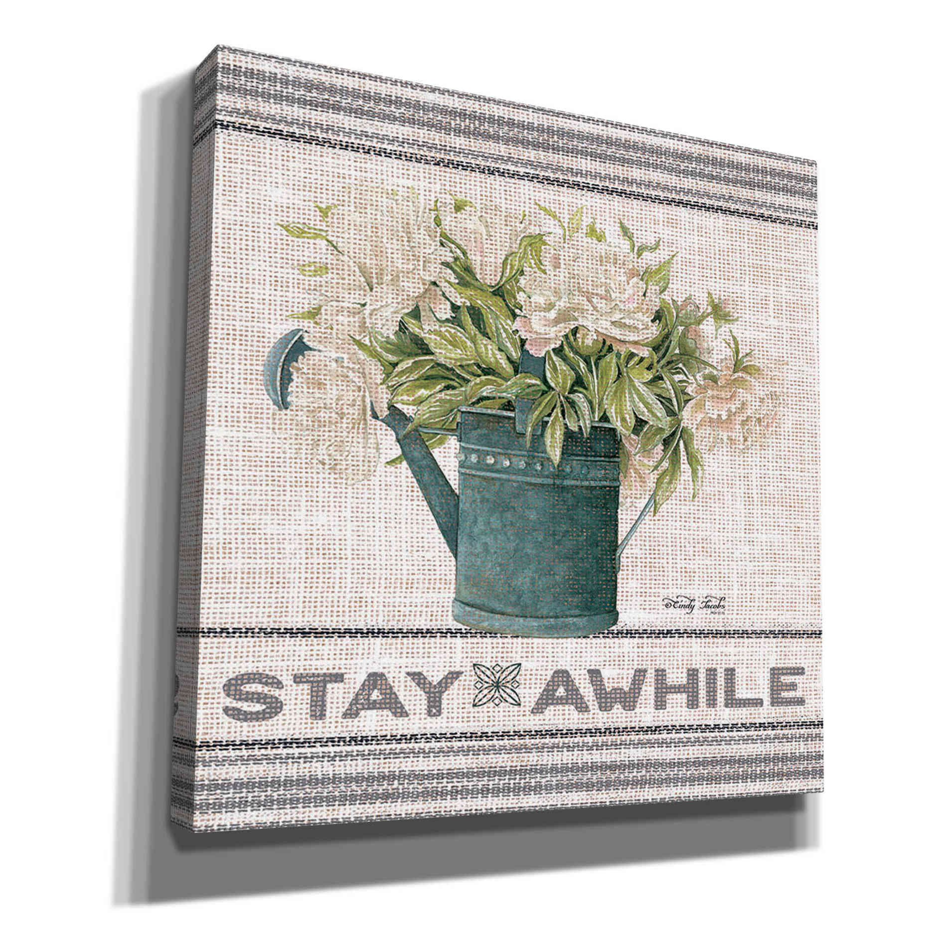 'Galvanized Peonies Stay Awhile' by Cindy Jacobs, Canvas Wall Art