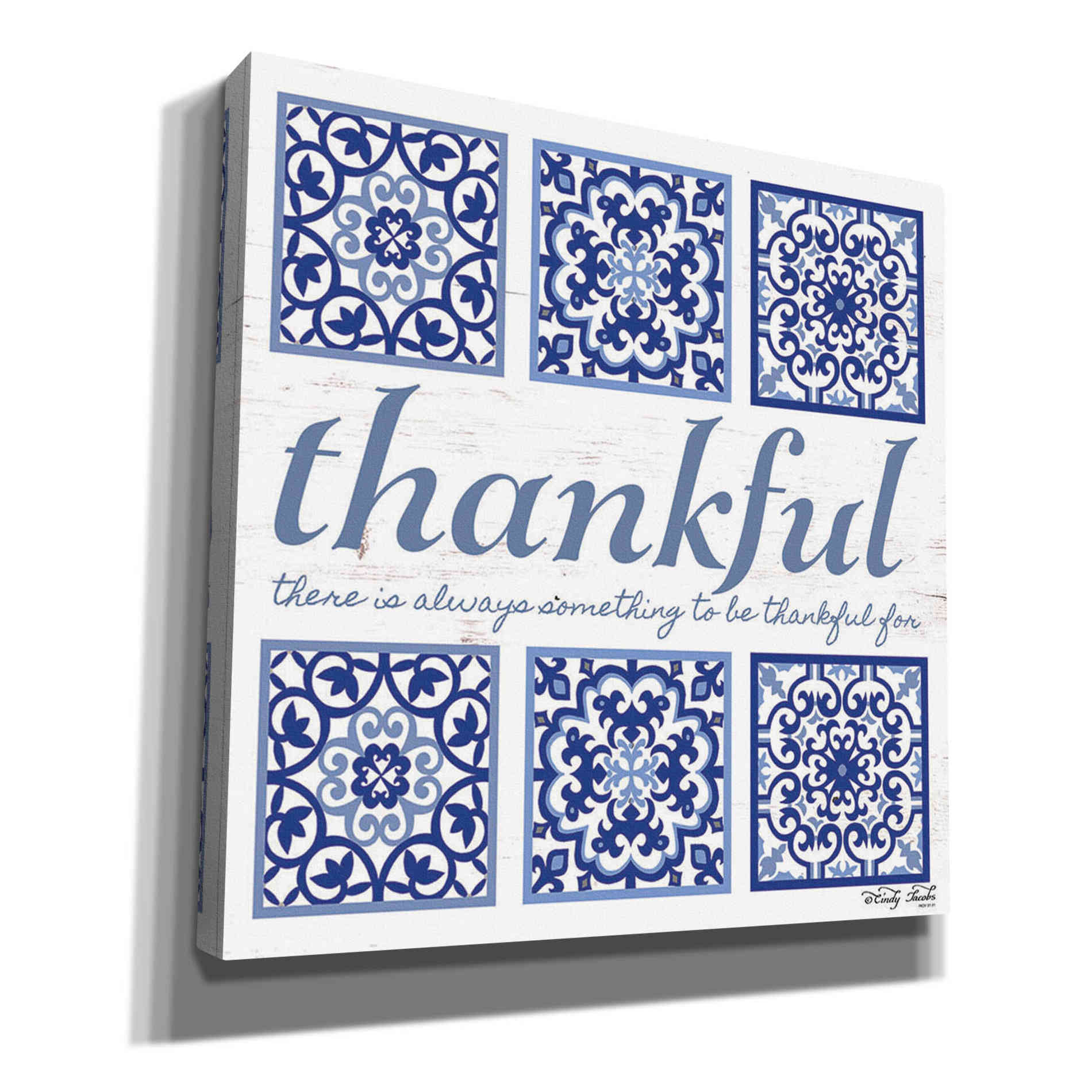 'Thankful Tile' by Cindy Jacobs, Canvas Wall Art