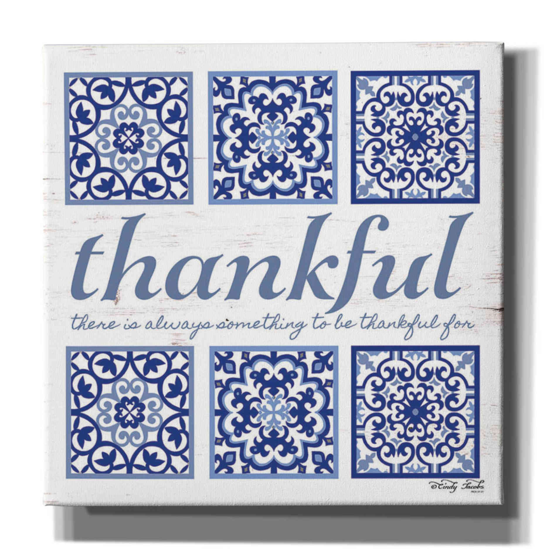 'Thankful Tile' by Cindy Jacobs, Canvas Wall Art