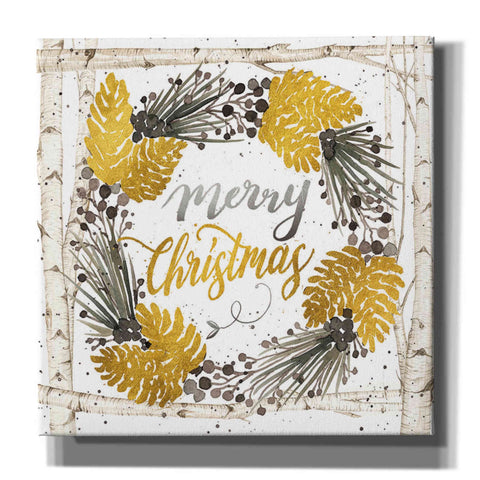 Image of 'Merry Christmas Birch Wreath' by Cindy Jacobs, Canvas Wall Art