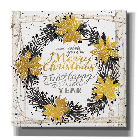 Image of 'We Wish You a Merry Christmas Birch Wreath' by Cindy Jacobs, Canvas Wall Art