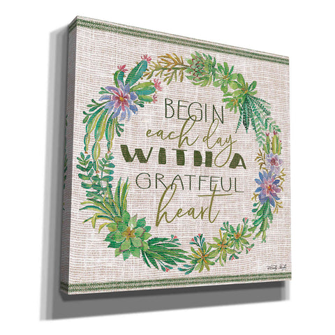 Image of 'Grateful Heart Succulent Wreath' by Cindy Jacobs, Canvas Wall Art