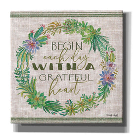 'Grateful Heart Succulent Wreath' by Cindy Jacobs, Canvas Wall Art