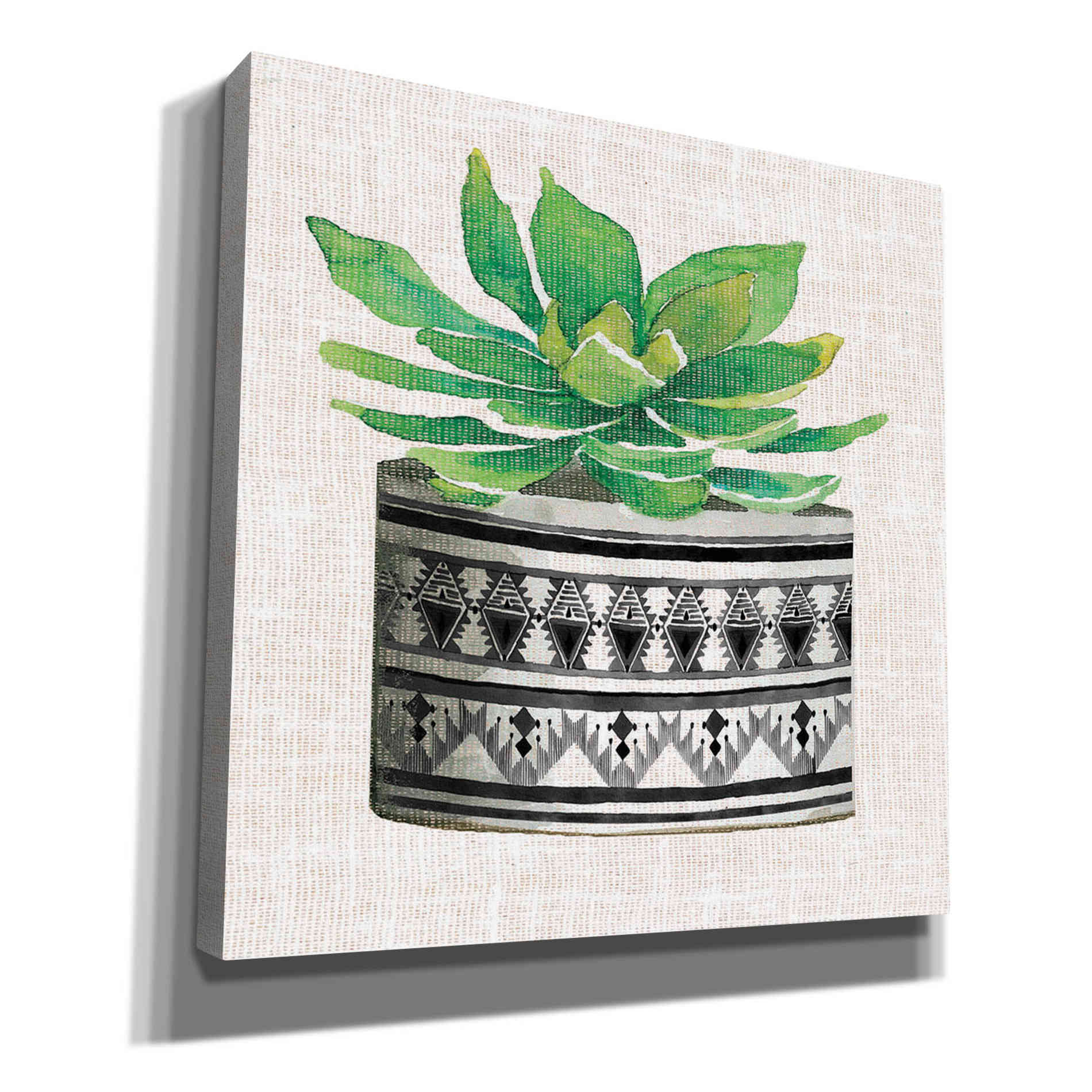 'Cactus Mud Cloth Vase IV' by Cindy Jacobs, Canvas Wall Art